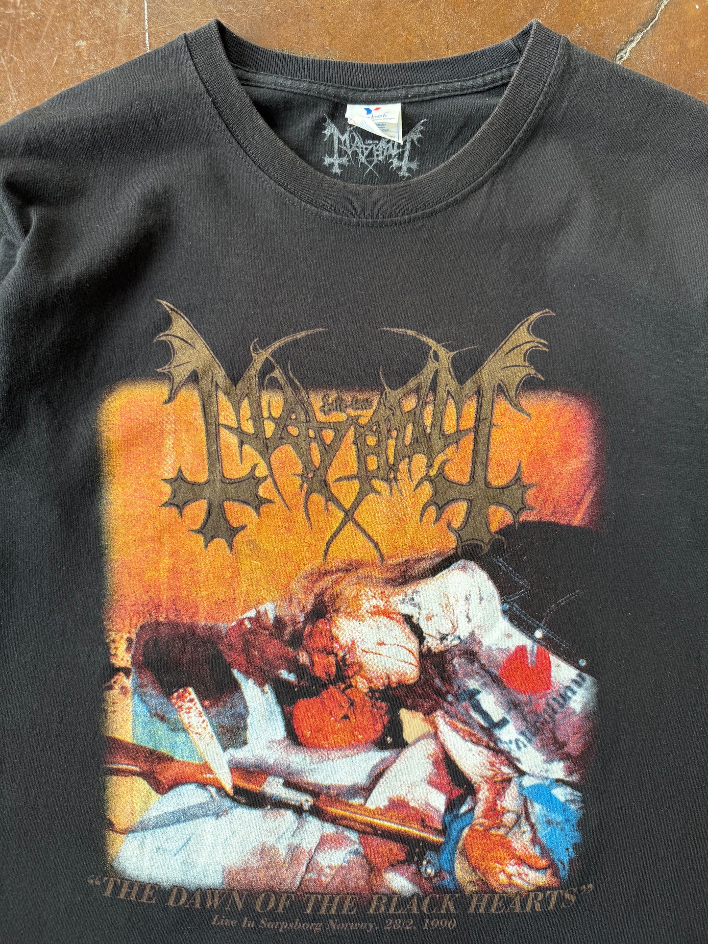 2000s Mayhem "the dawn of the black hearts" band shirt (MEDIUM)