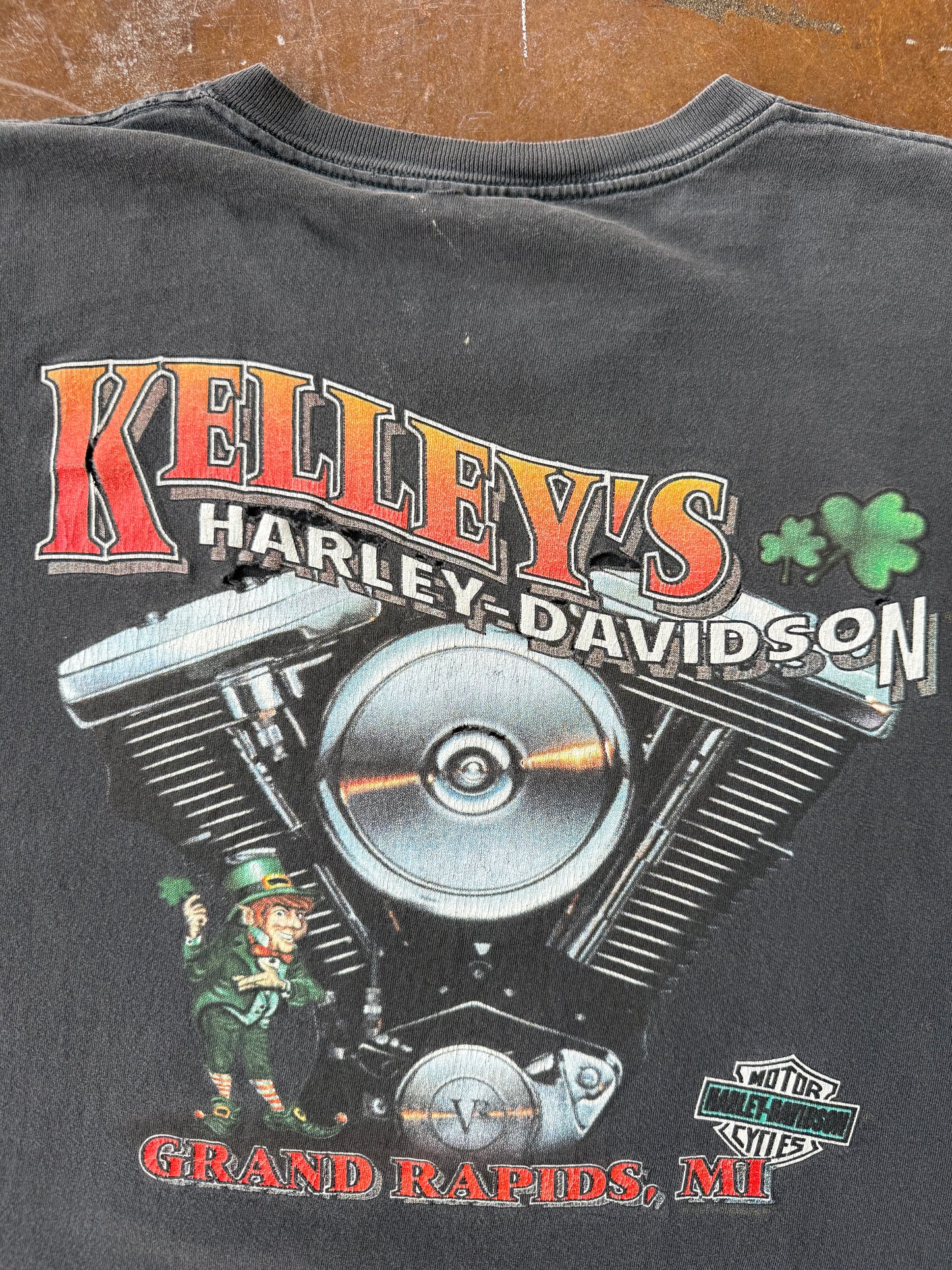 90s faded & lightly distressed Harley Davidson "chrome & steel" shirt (XXL)