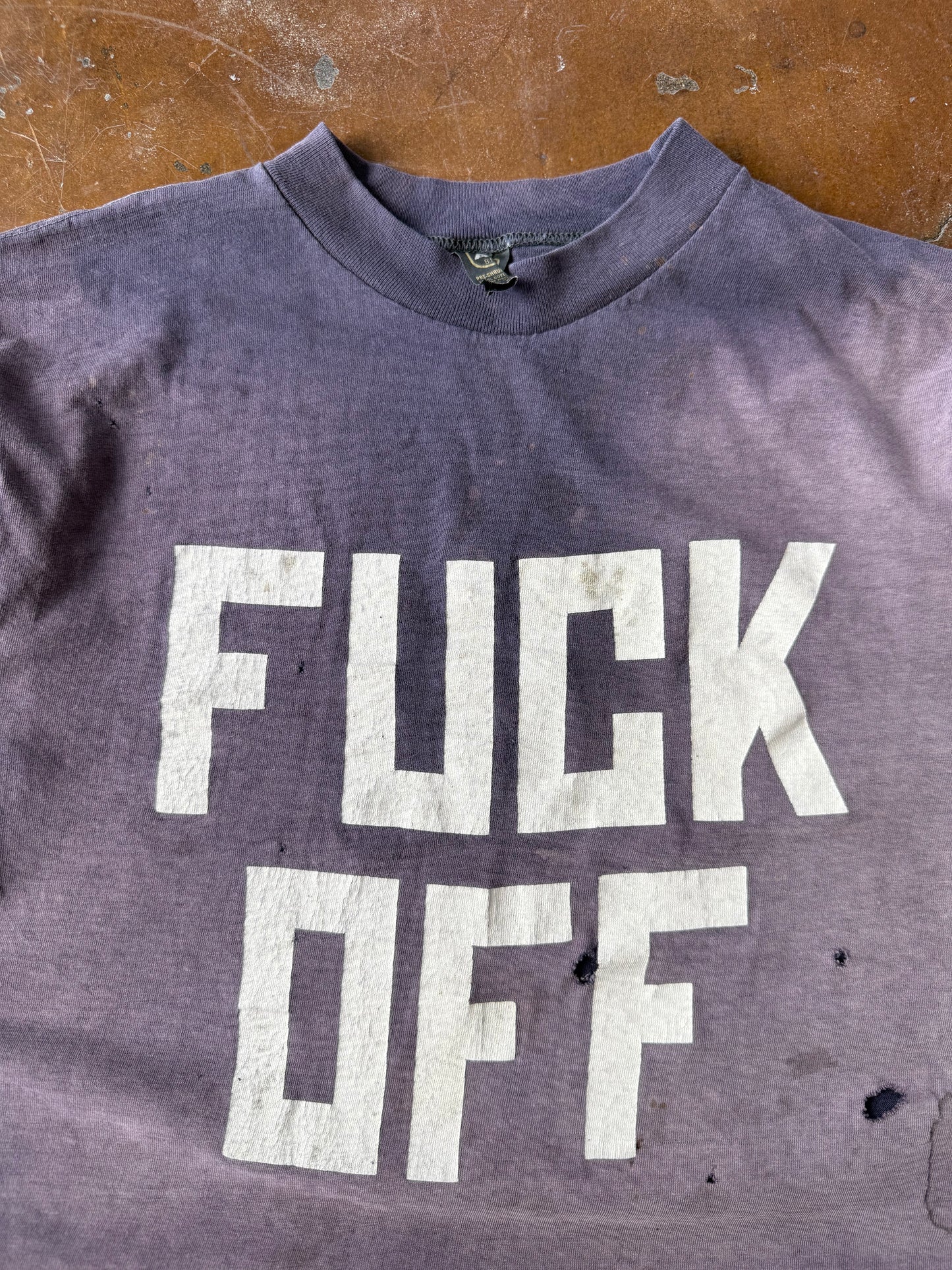 80s faded & lightly distressed Fuck Off quote shirt (LARGE)