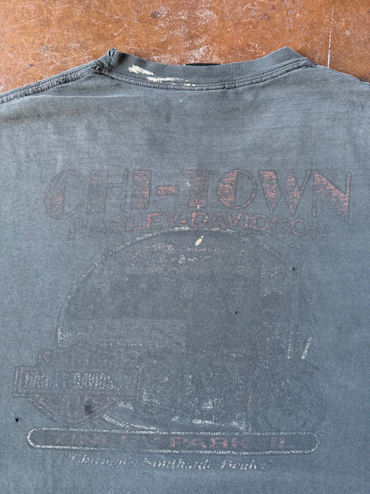 2000s faded & distressed Harley Davidson "flame logo" shirt (XL)