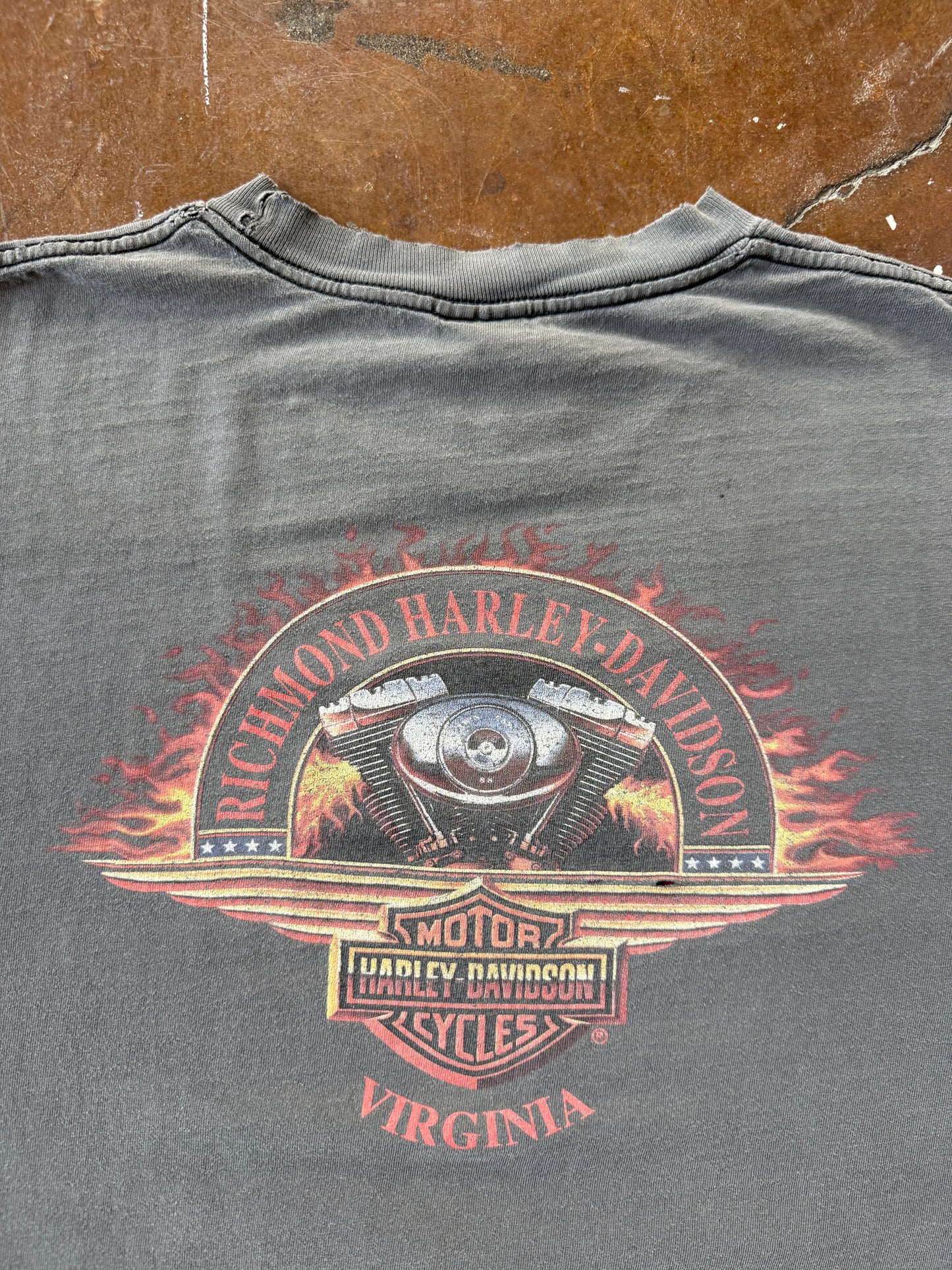 2001 faded Harley Davidson "fat boy" cut-off shirt (XL)