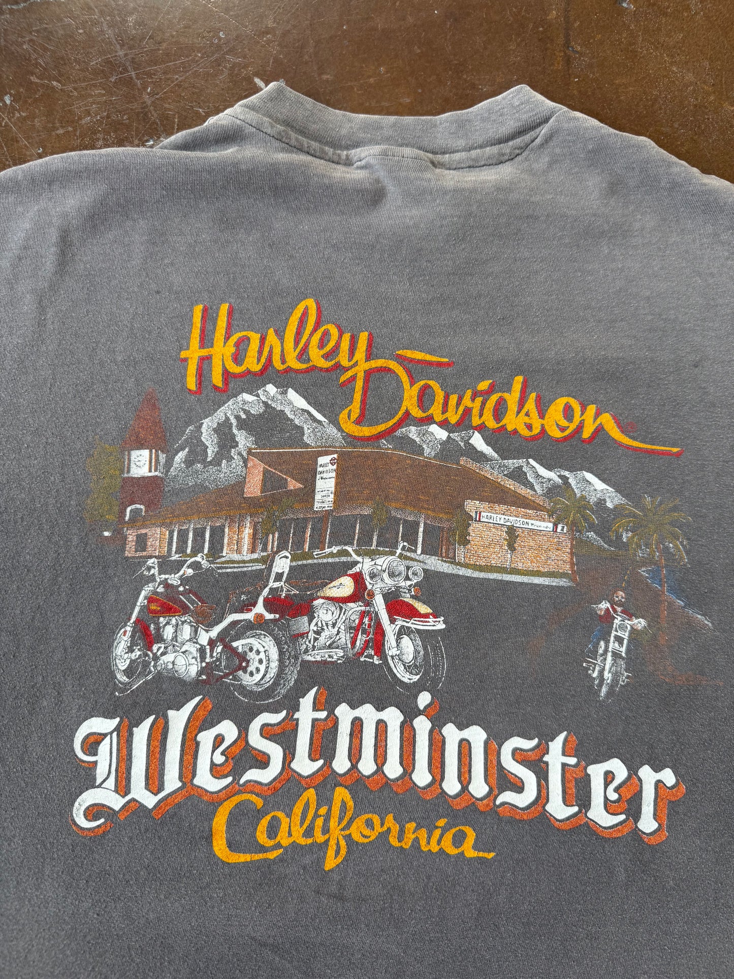 80s faded Harley Davidson "flame ball" biker longsleeve shirt (XL)