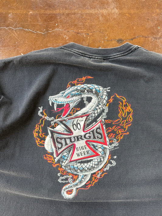 2000s Sturgis Bike Week "iron serpent" biker shirt (XXL)