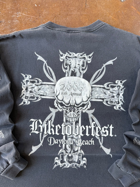 2008 Bikertoberfest "skull/cross" biker longsleeve shirt (XL)