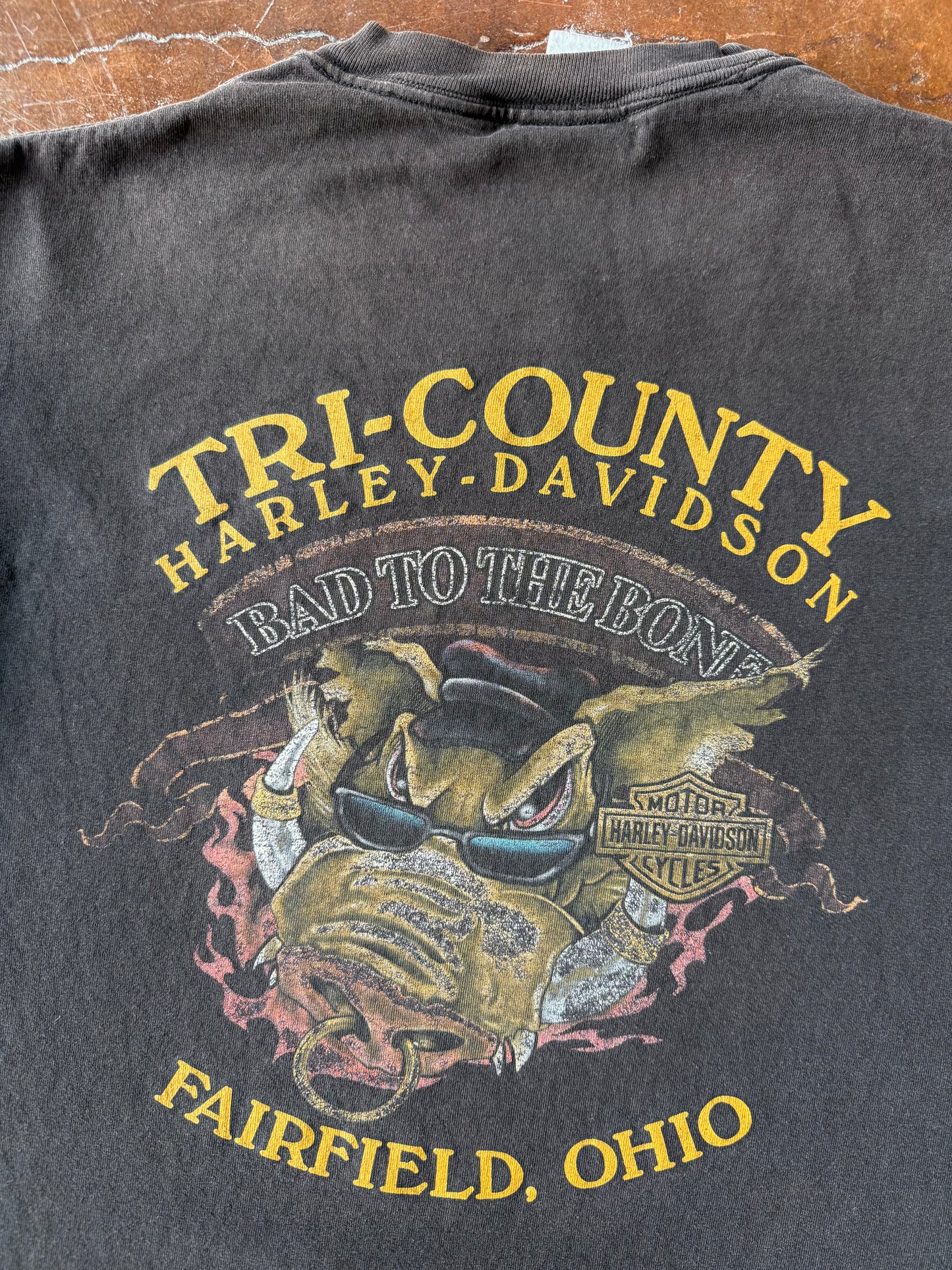 2000s Harley Davidson "flame skull" longsleeve shirt (MEDIUM)