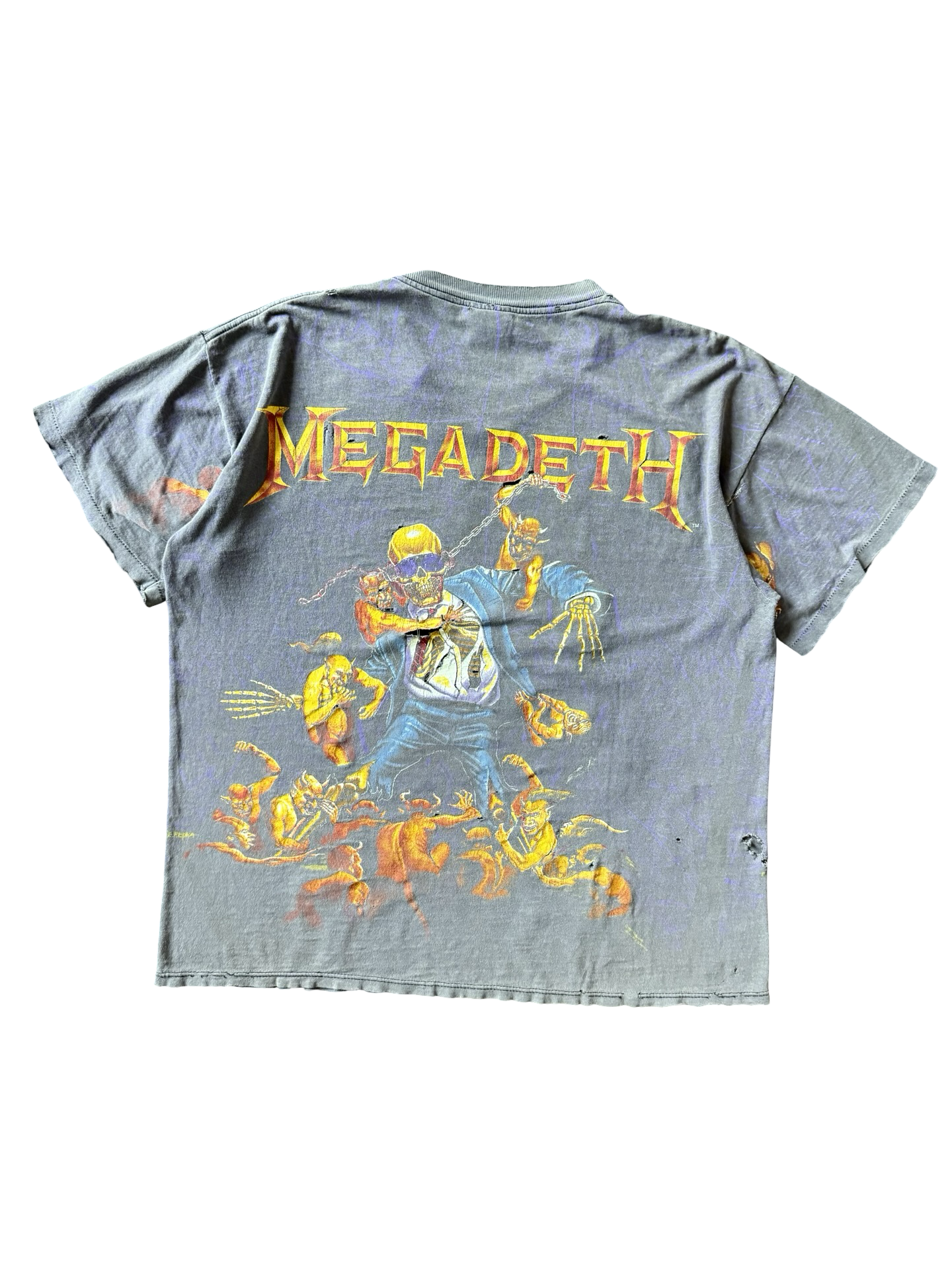 1991 faded & distressed Megadeth all over print band shirt