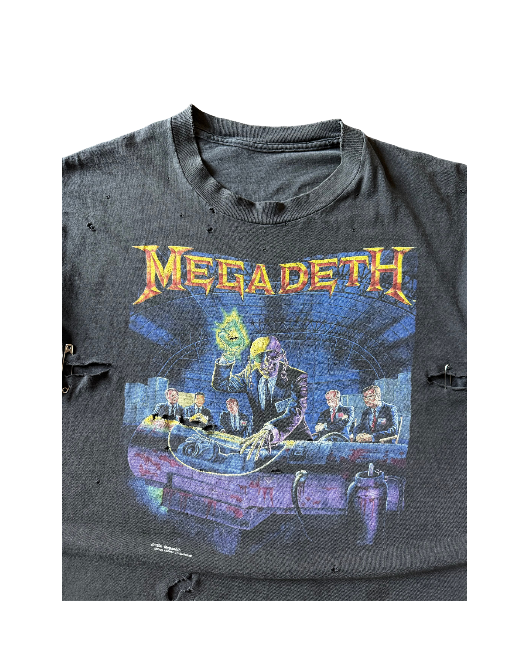 1990 faded & distressed megadeth "rust in peace" tour band shirt