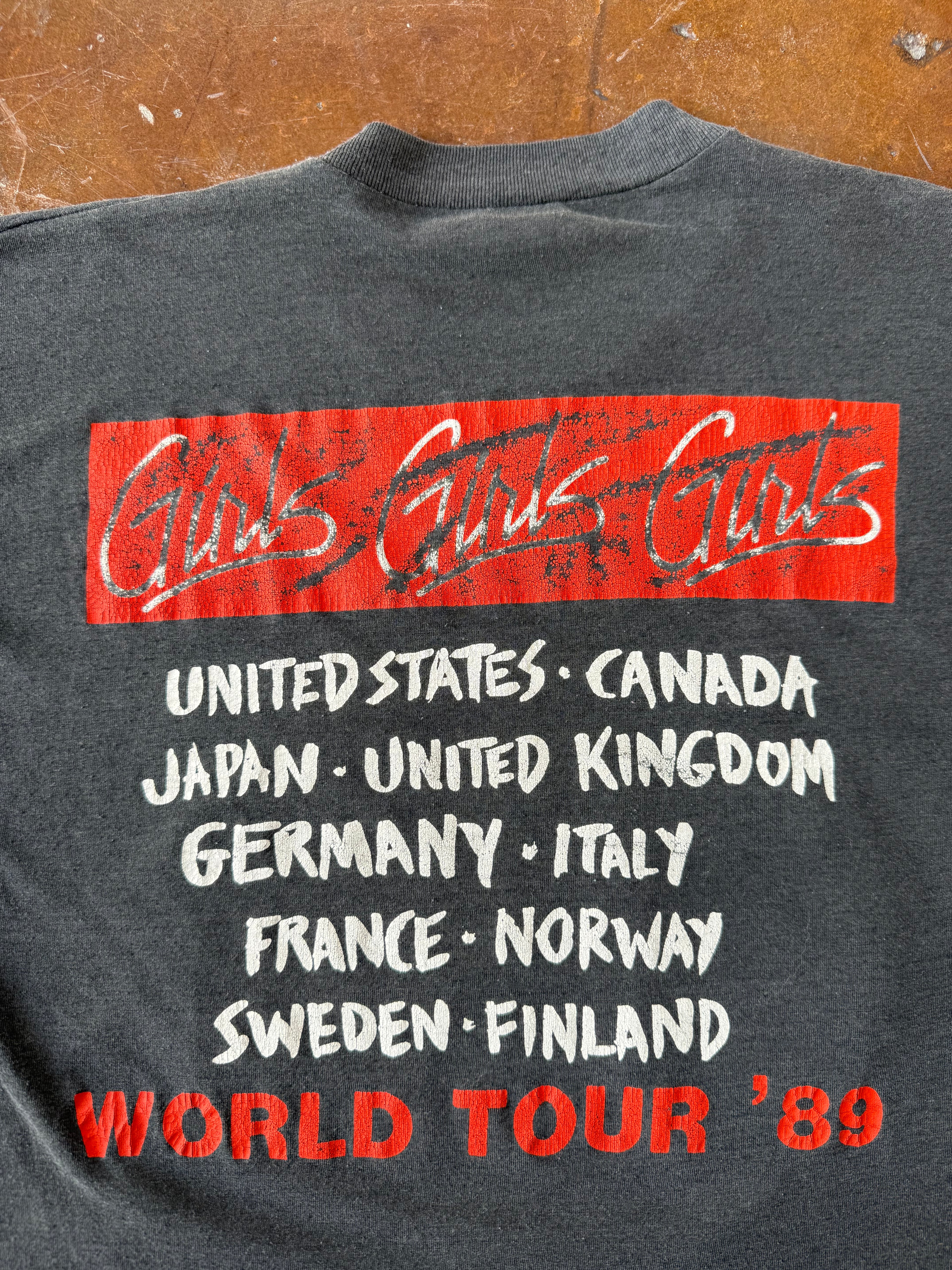 1989 Motely Crue "girls, girls, girls" world tour shirt (LARGE)