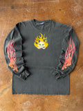 90s Flaming Skull biker longsleeve shirt (LARGE)