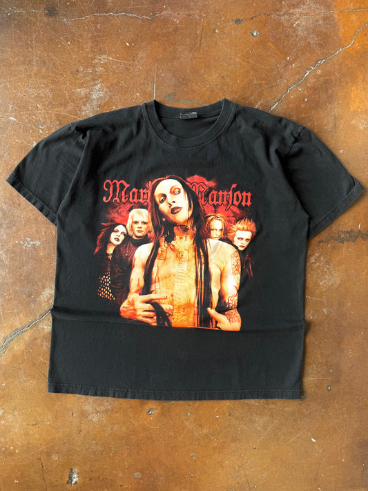 2000s Marilyn Manson "band lineup" boot shirt (XL)