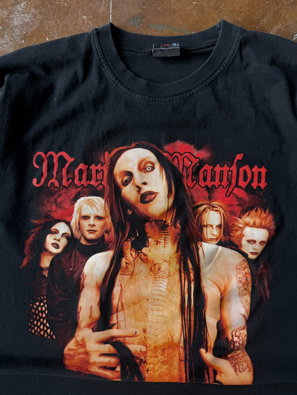2000s Marilyn Manson "band lineup" boot shirt (XL)