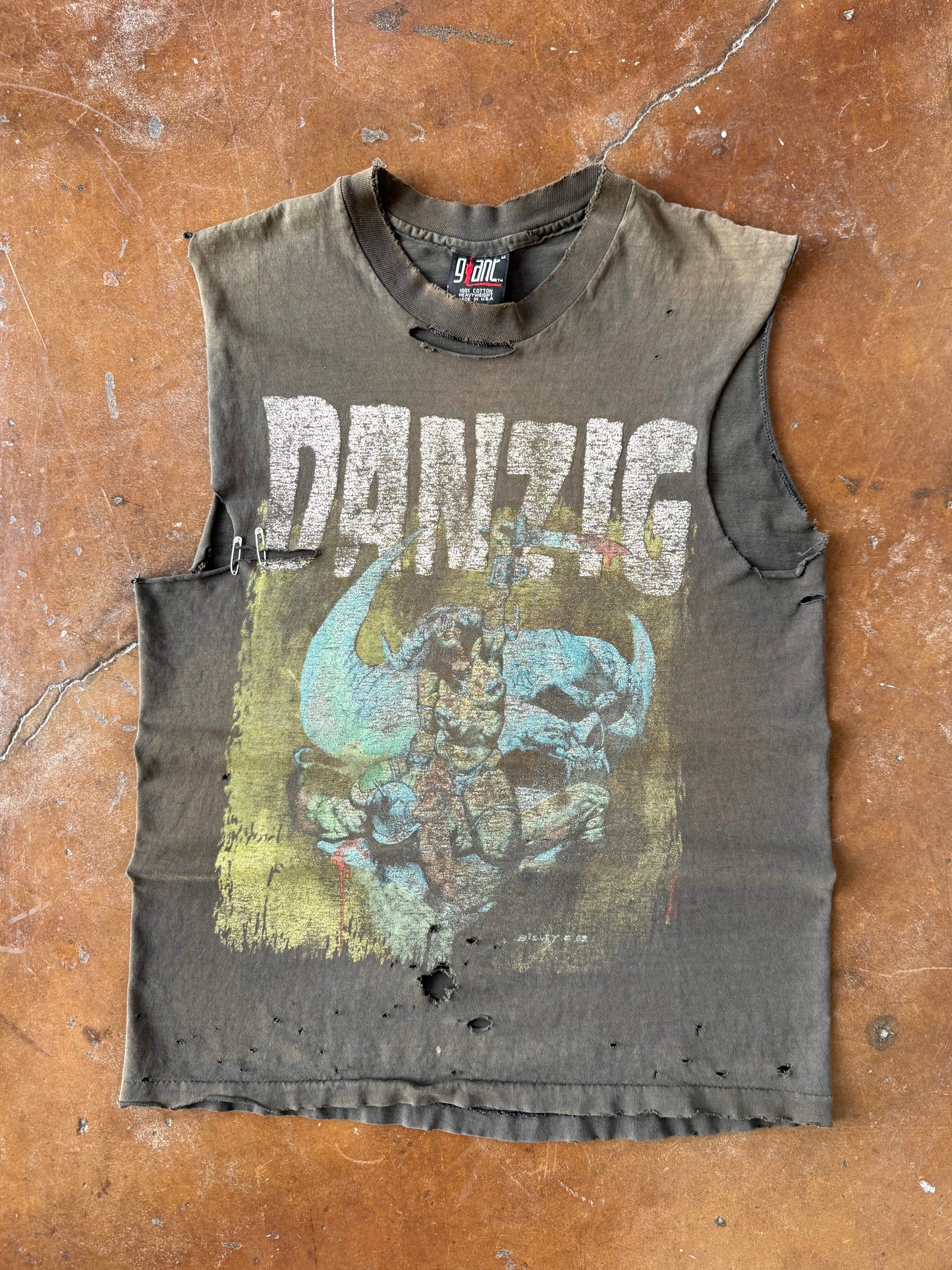 1992 faded/distressed Danzig "how the gods kill" cut-off shirt (MEDIUM)