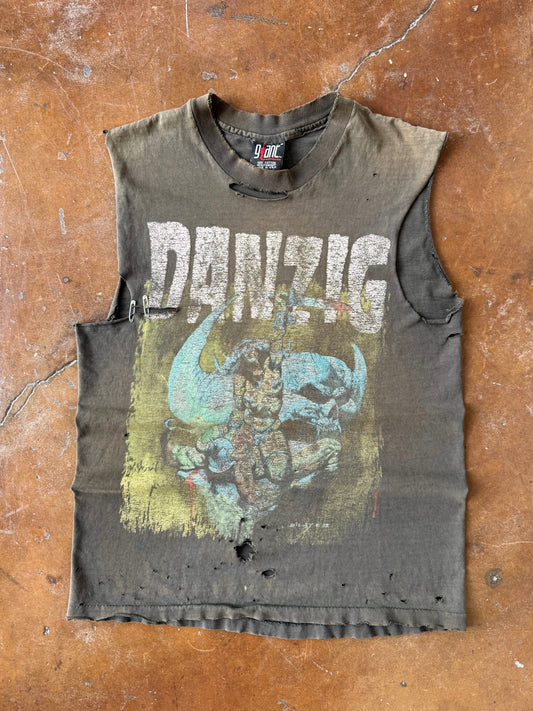 1992 faded/distressed Danzig "how the gods kill" cut-off shirt (MEDIUM)
