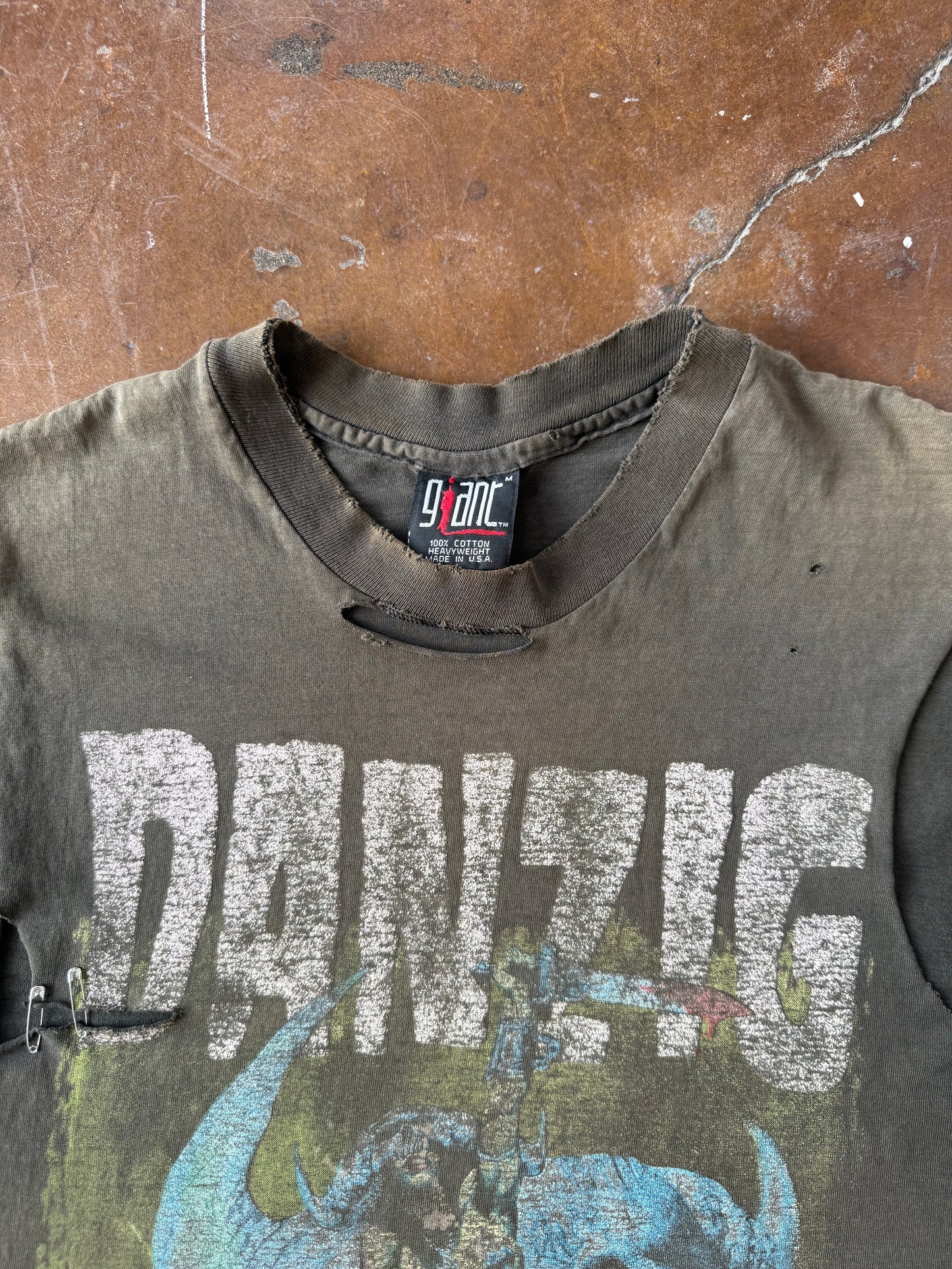 1992 faded/distressed Danzig "how the gods kill" cut-off shirt (MEDIUM)