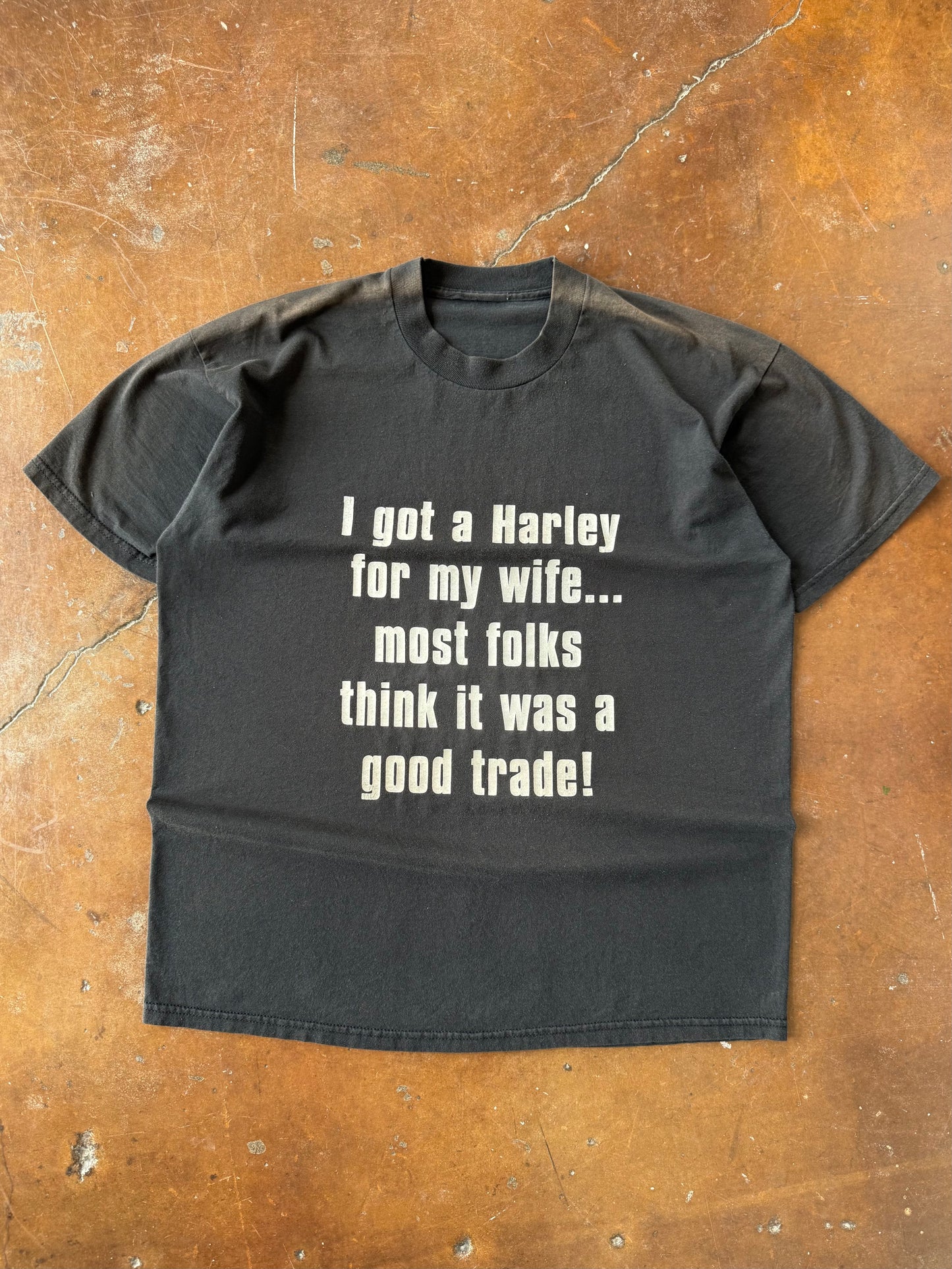 90s Harley Davidson "I got a harley for my wife..." parody quote shirt (XL)