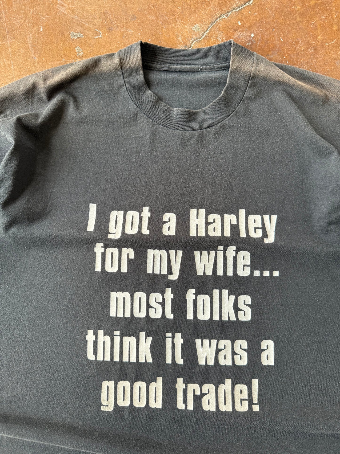 90s Harley Davidson "I got a harley for my wife..." parody quote shirt (XL)