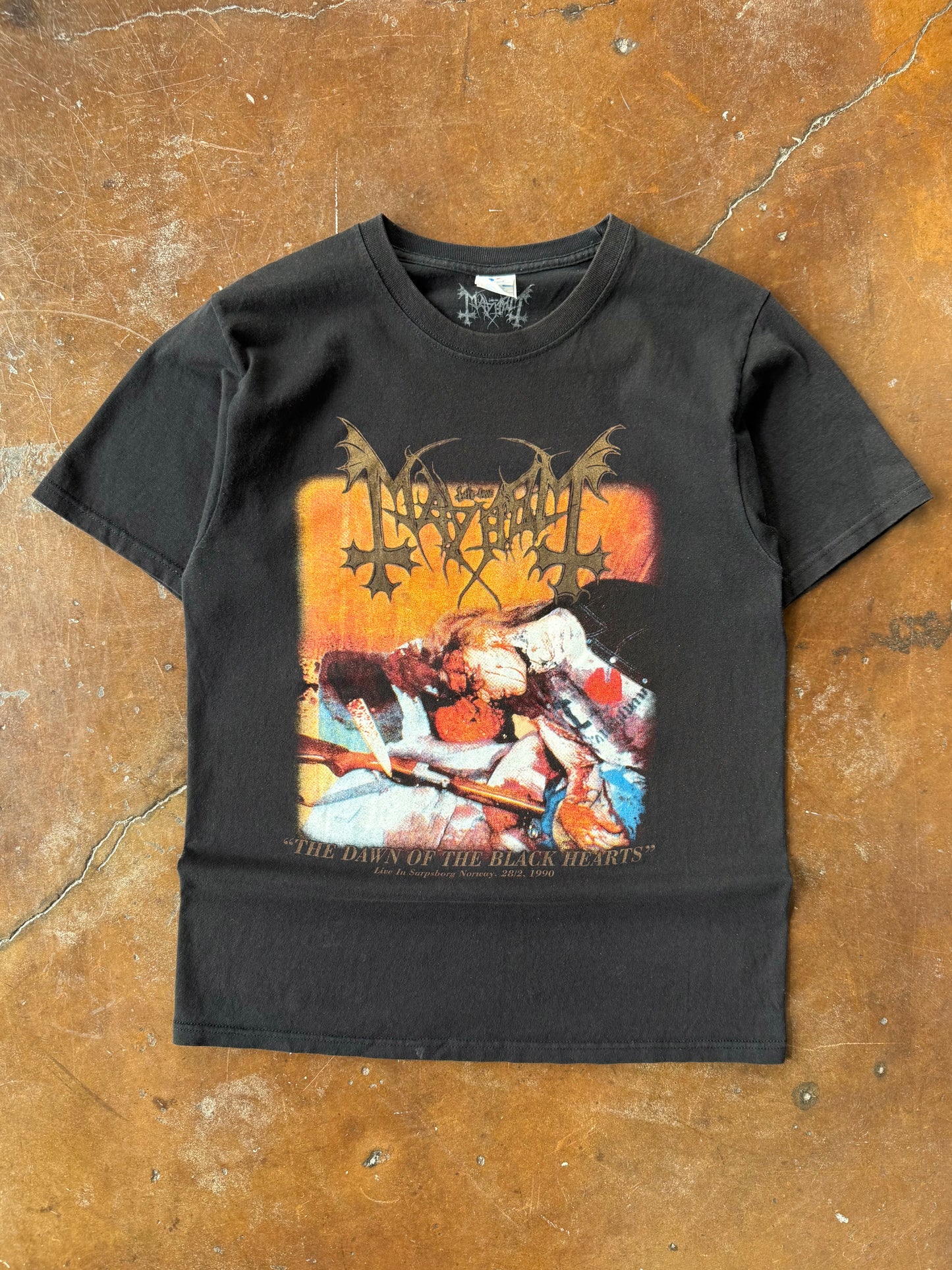 2000s Mayhem "the dawn of the black hearts" band shirt (MEDIUM)