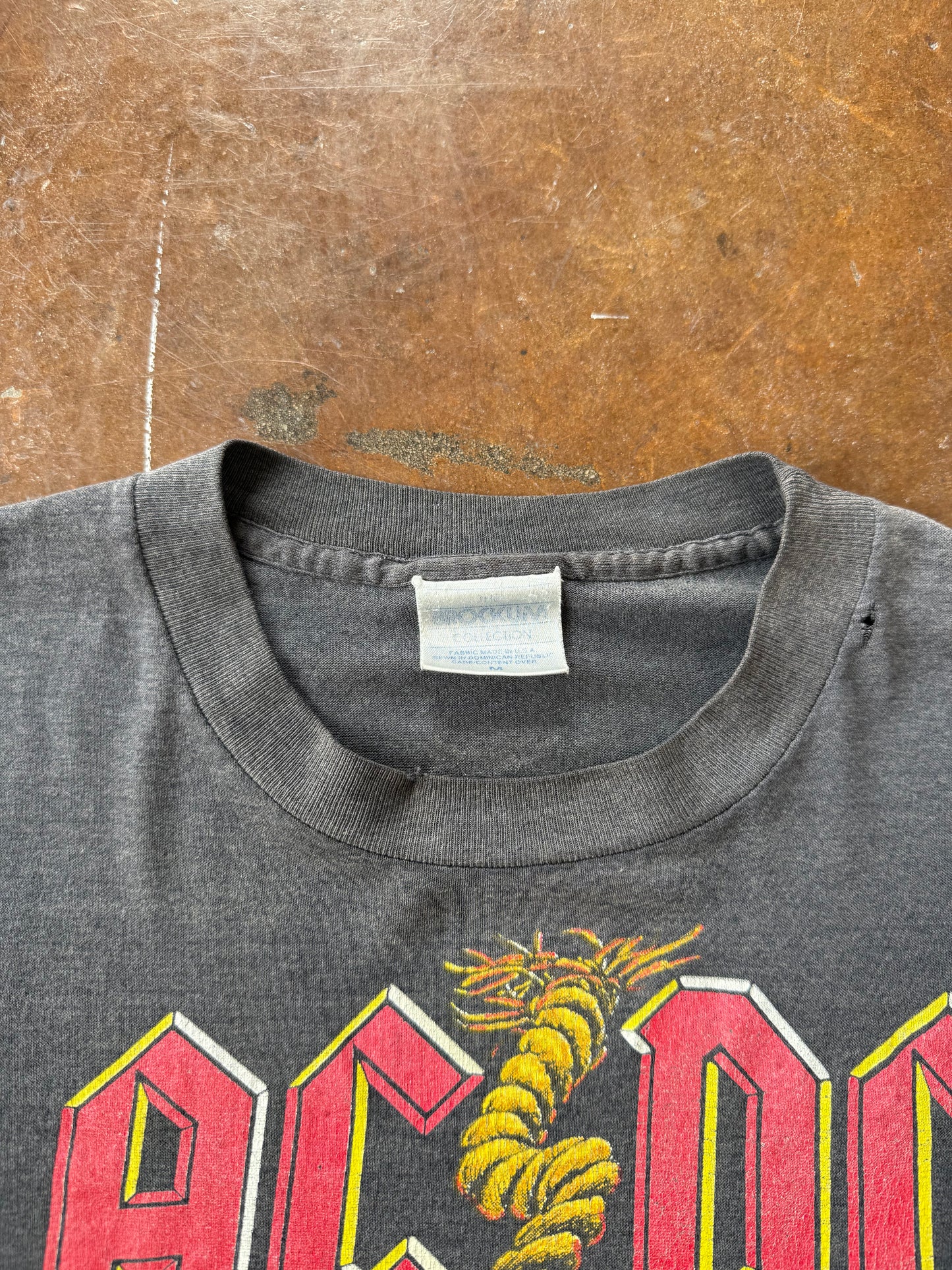 1990 faded AC/DC "razors edge" world tour band shirt (MEDIUM)