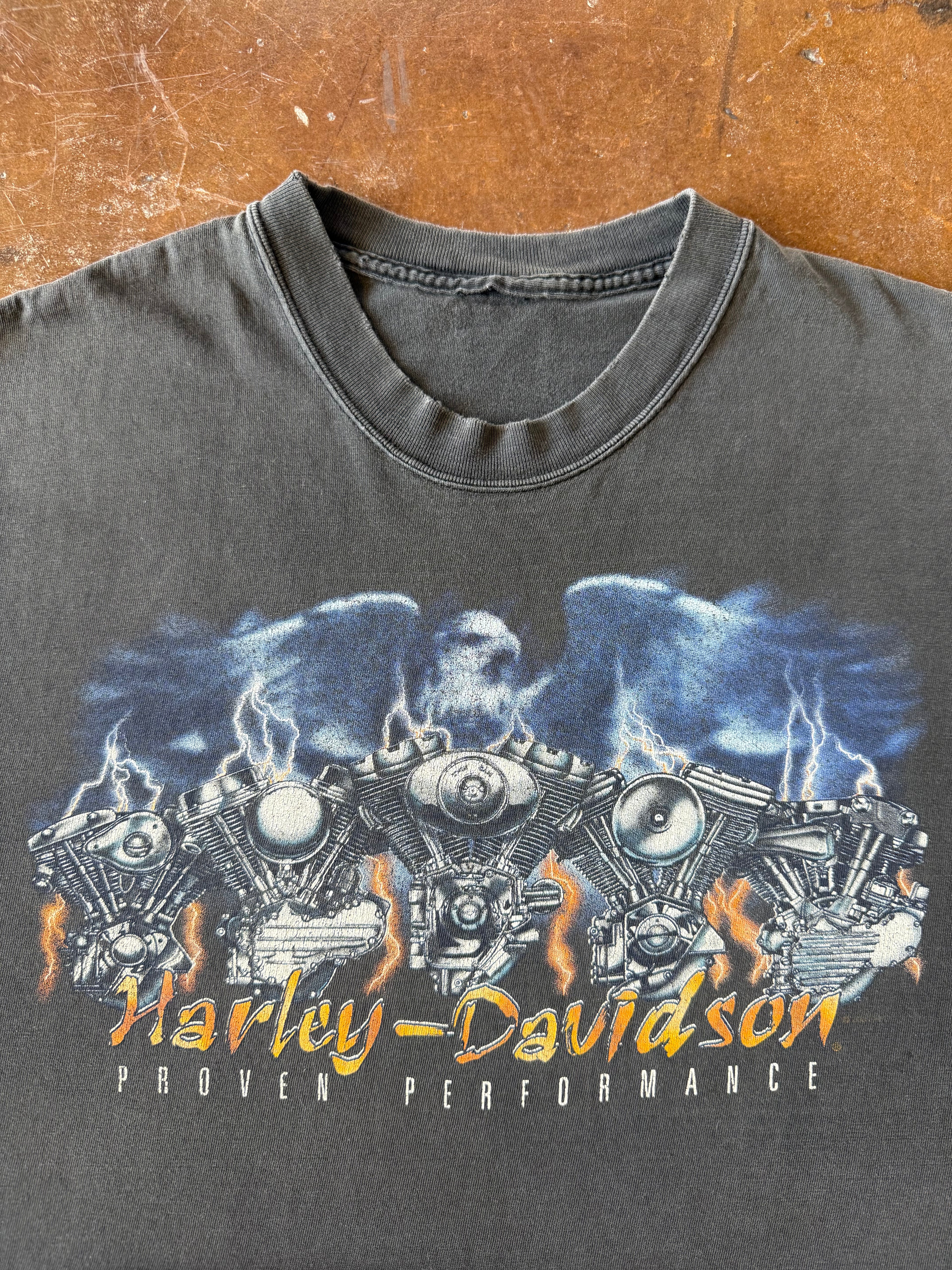 2001 Harley Davidson "engine farm" biker cut-off shirt (LARGE)