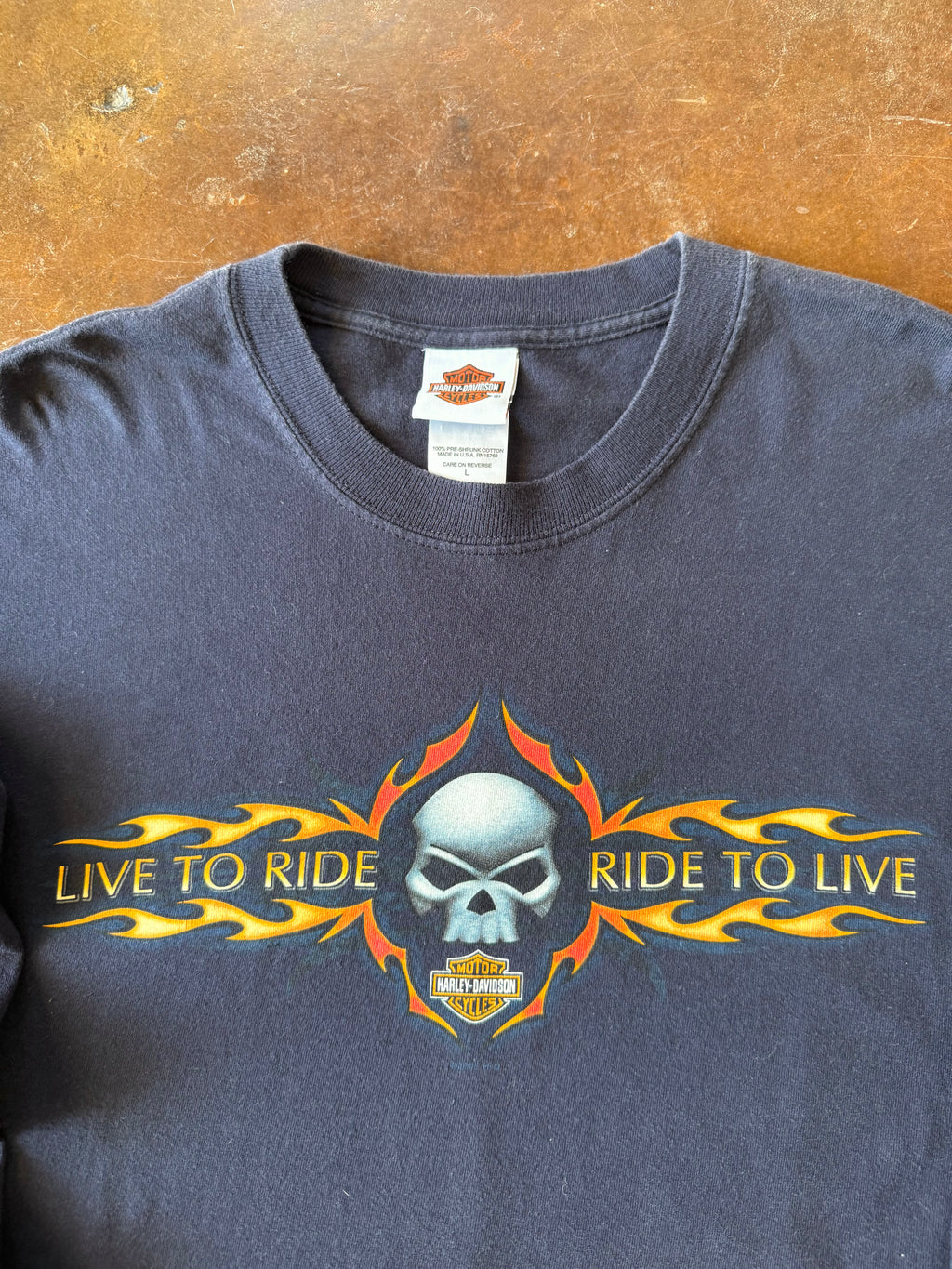 2004 Harley Davidson "flaming skull" biker longsleeve shirt (LARGE)
