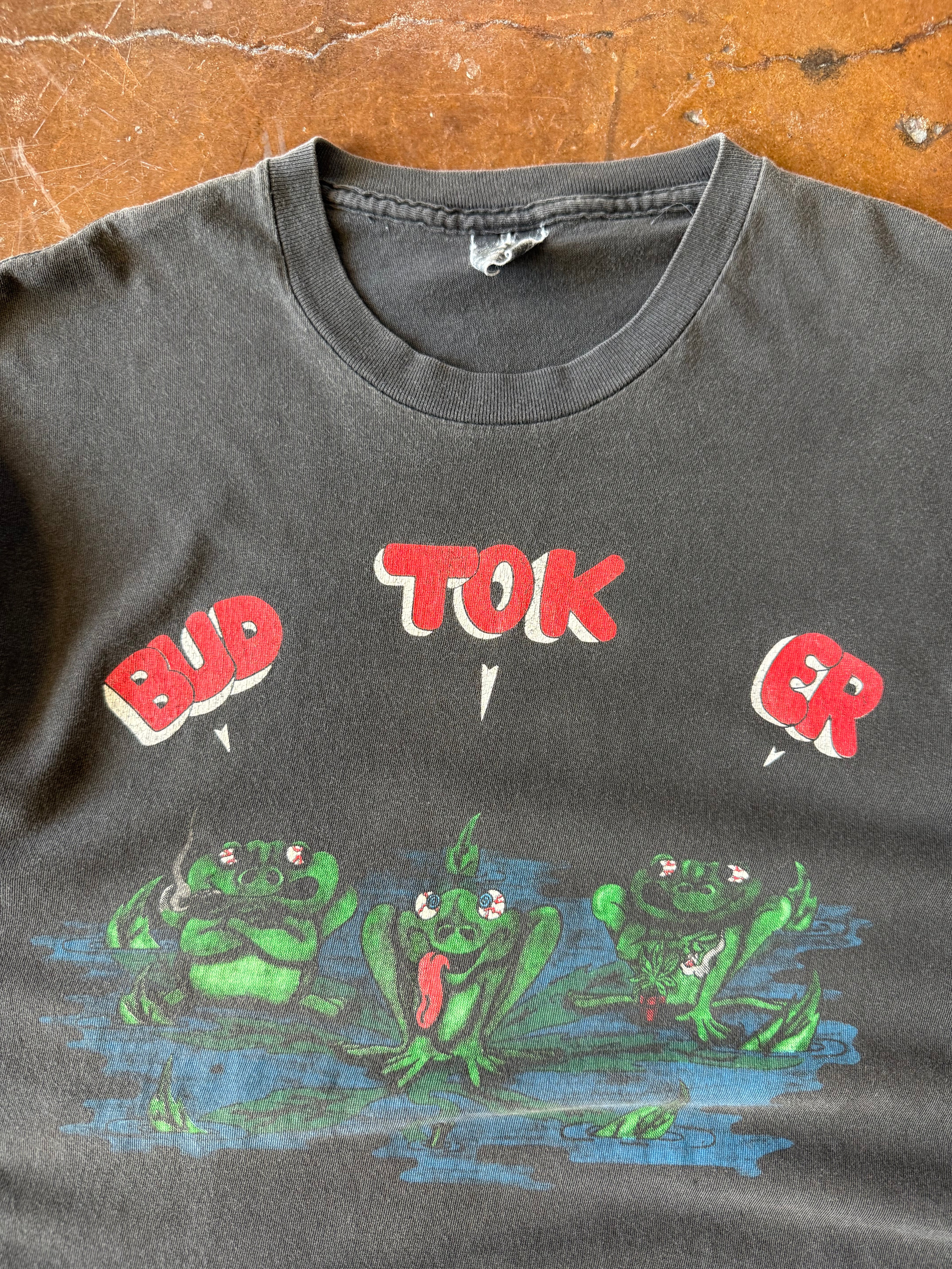 90s Frog "bud-tok-er" parody shirt (LARGE)