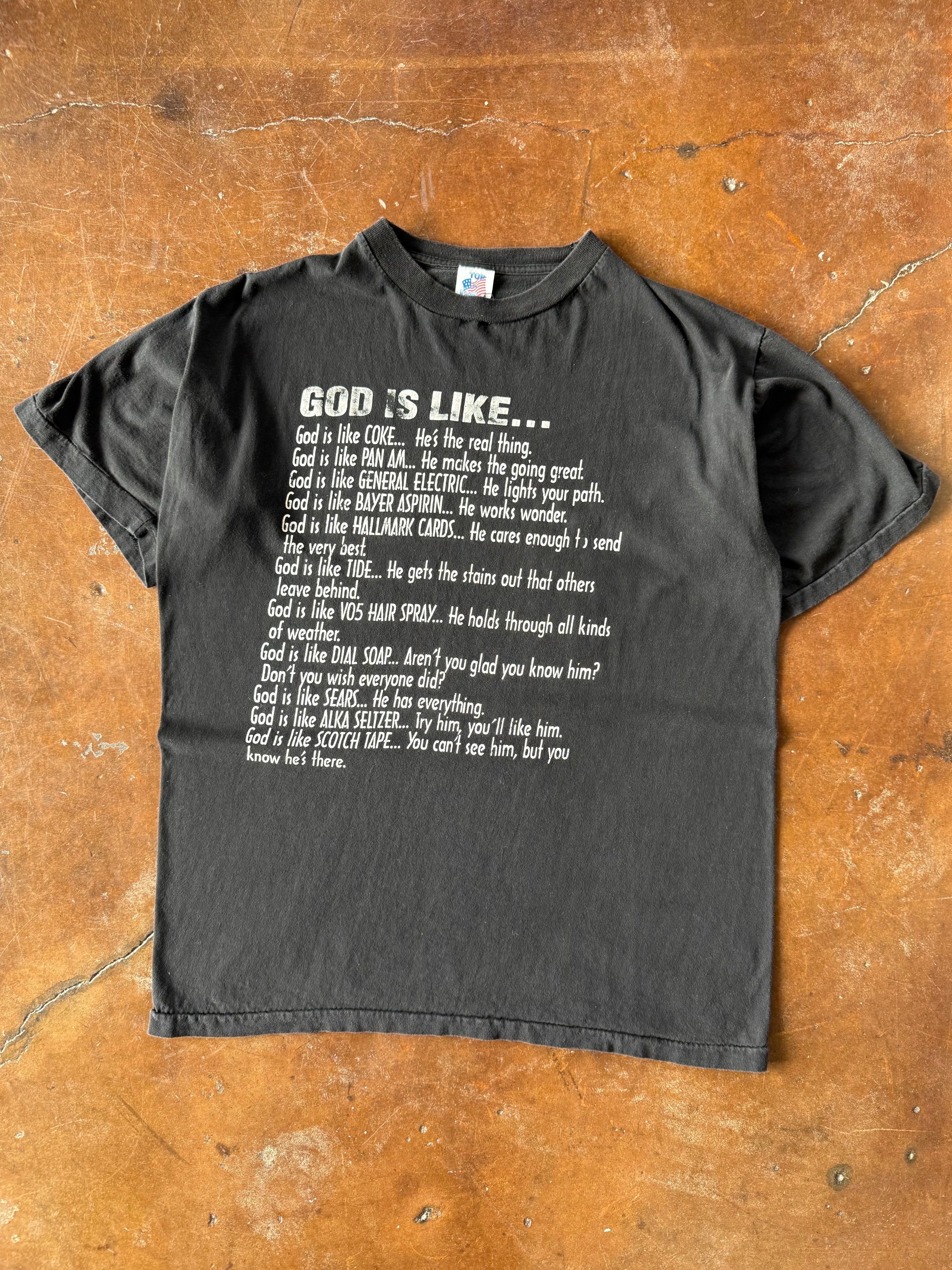 90s Jesus "god is like..." quote shirt (LARGE)