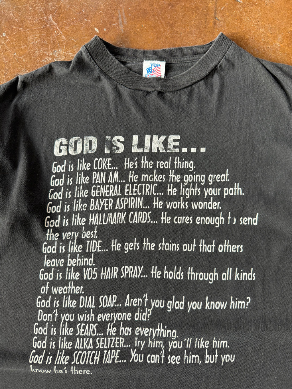 90s Jesus "god is like..." quote shirt (LARGE)