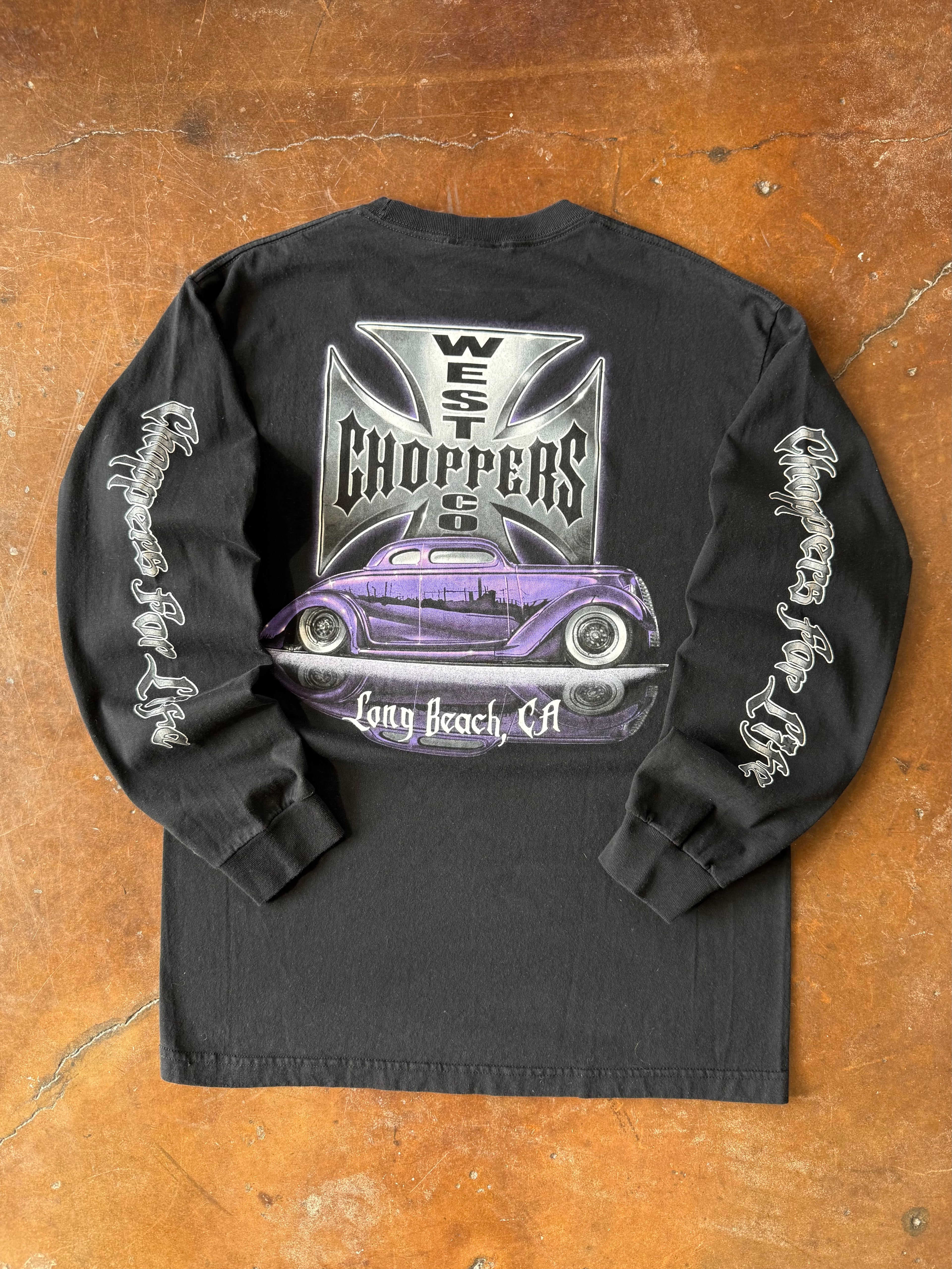 2000s West Coast Choppers "classic car" biker longsleeve shirt (LARGE)
