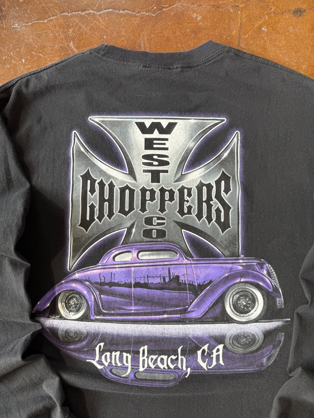 2000s West Coast Choppers "classic car" biker longsleeve shirt (LARGE)