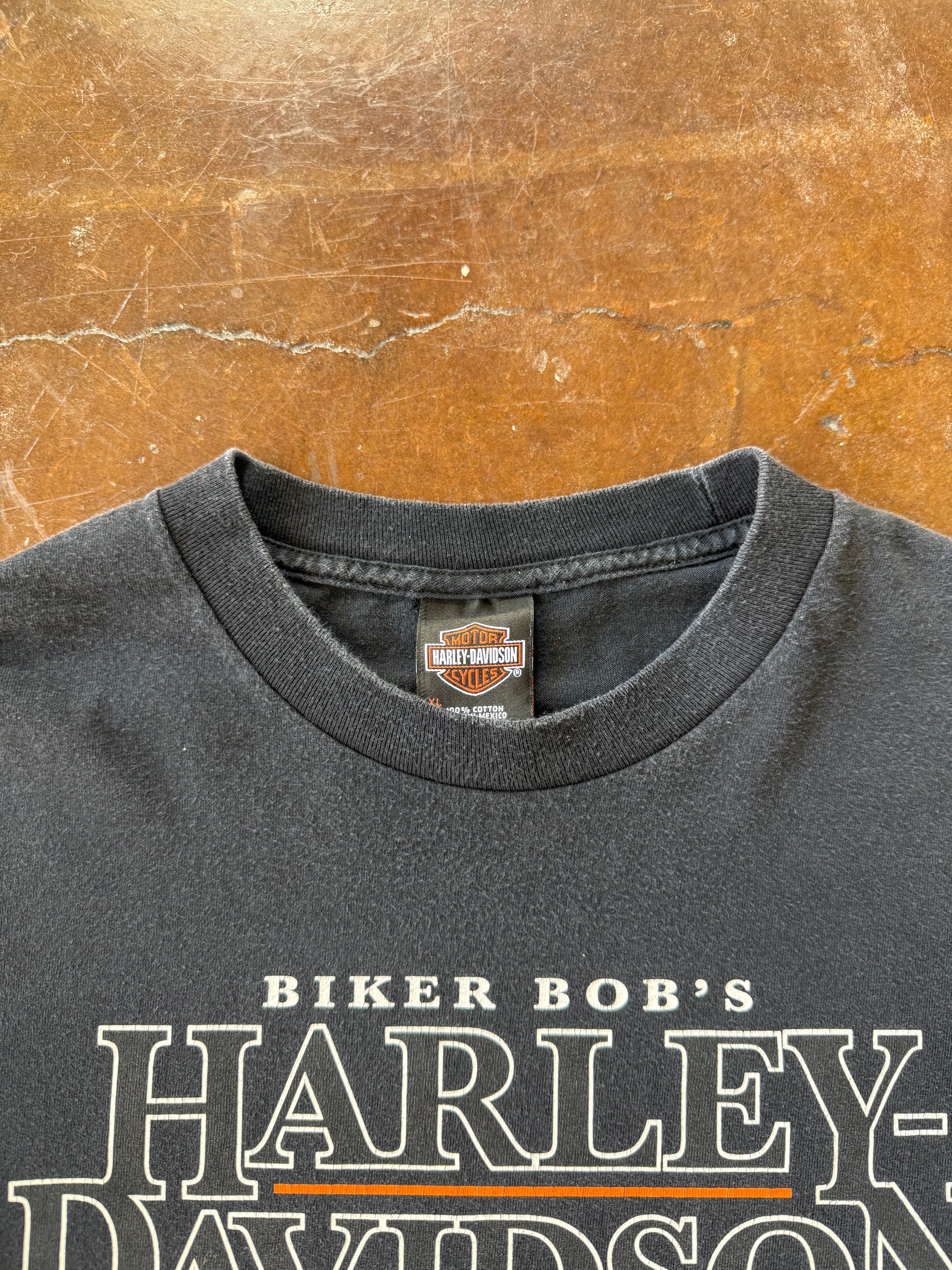 2000s Harley Davidson "spellout logo" biker longsleeve shirt (XL)