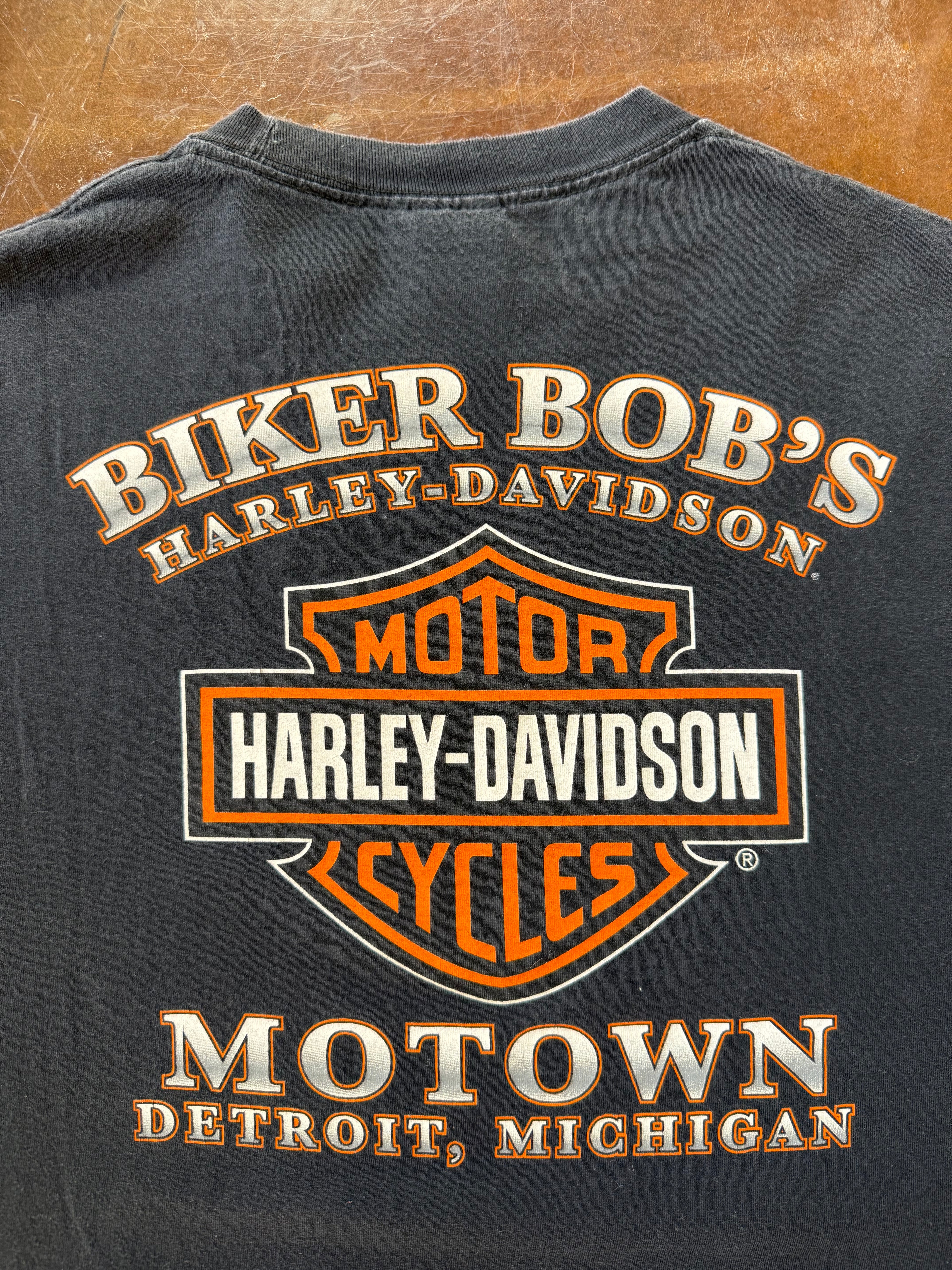 2000s Harley Davidson "spellout logo" biker longsleeve shirt (XL)