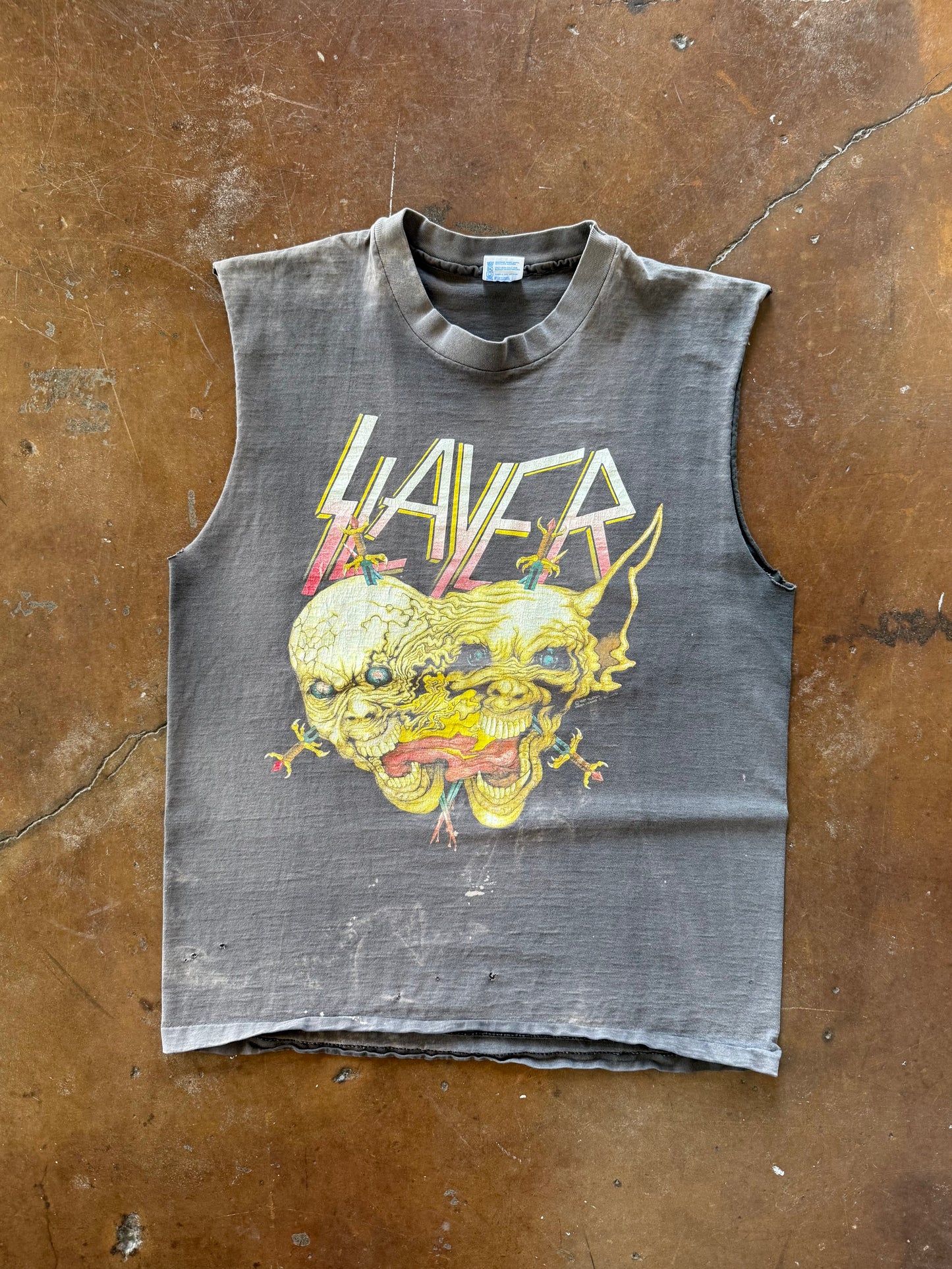 1991 faded Slayer "clash of titans" cut-off shirt (XL)