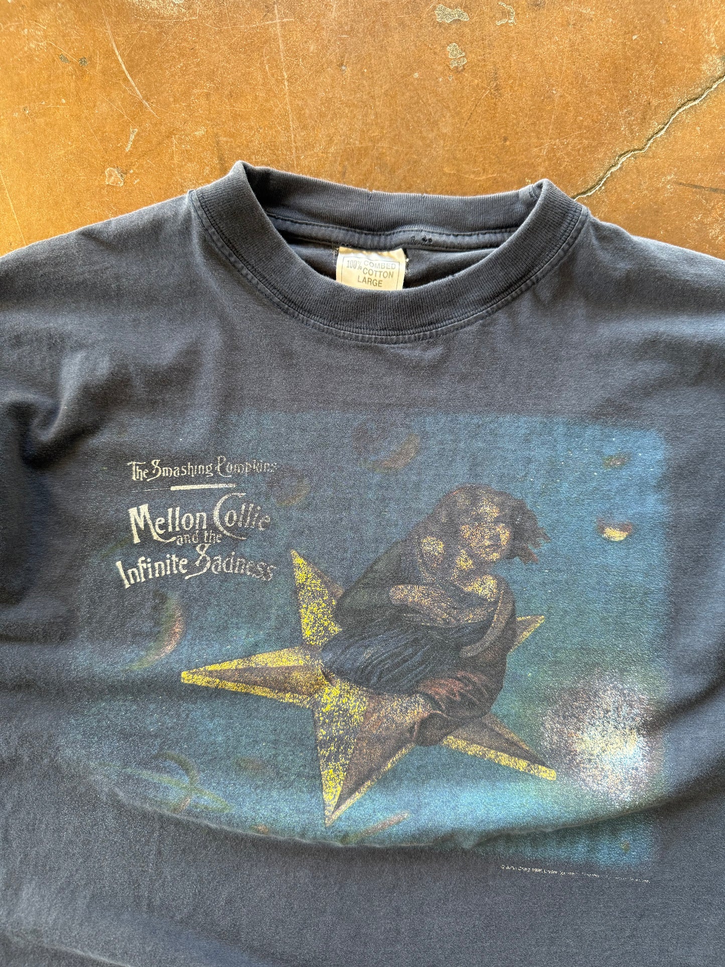 1996 faded Smashing Pumpkins "mellon collie & the infinite sadness" euro tour shirt (LARGE)