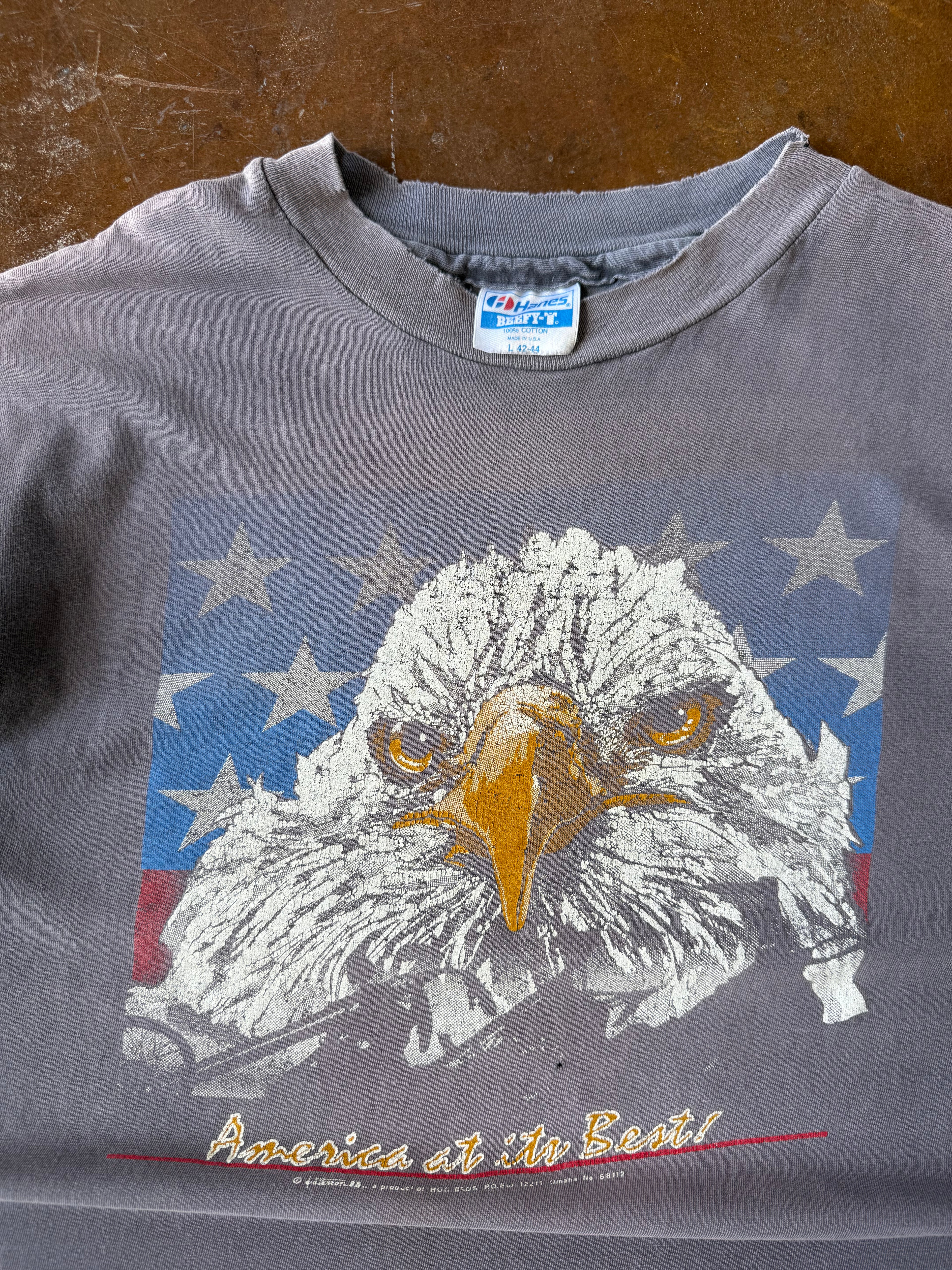 80s faded Harley Davidson "patriotic eagle" biker shirt (LARGE)