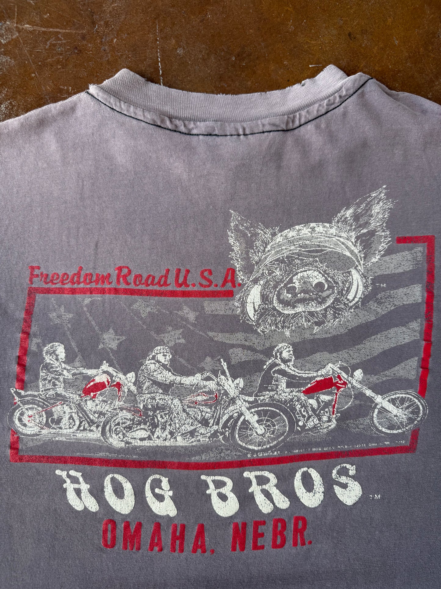 80s faded Harley Davidson "patriotic eagle" biker shirt (LARGE)