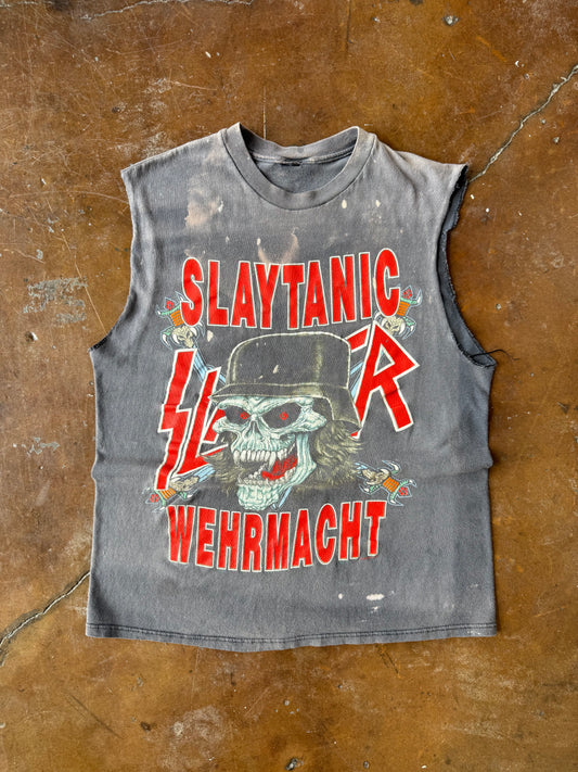 1989 faded Slayer "slaytanic" euro tour cut-off shirt (MEDIUM)