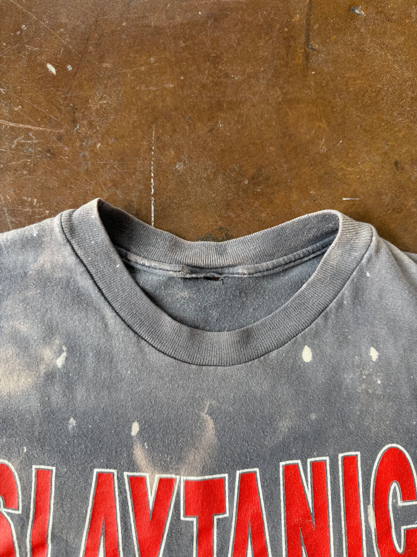 1989 faded Slayer "slaytanic" euro tour cut-off shirt (MEDIUM)