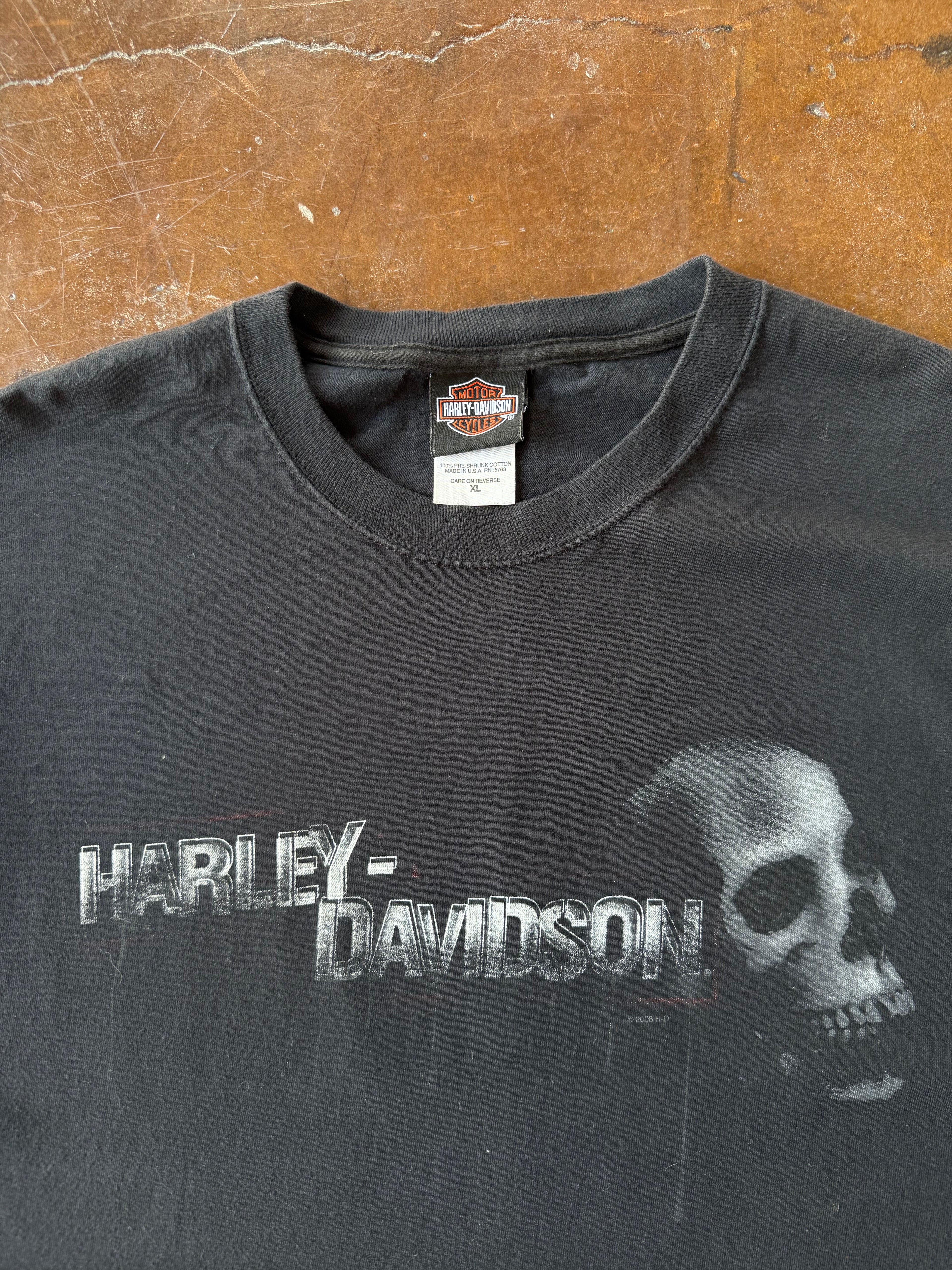 2000s Harley Davidson "skull logo" biker shirt (XL)