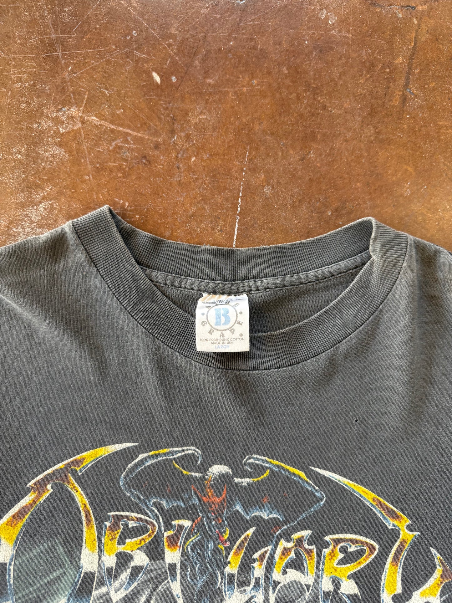 1993 lightly distressed Obituary "cause of death / screaming trees" band longsleeve shirt (LARGE)