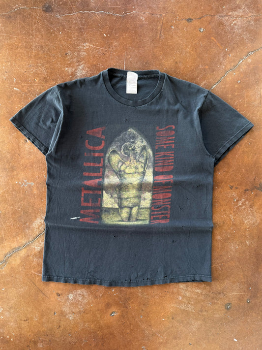 2000s lightly distressed Metallica "some kind of monster" band shirt (LARGE)