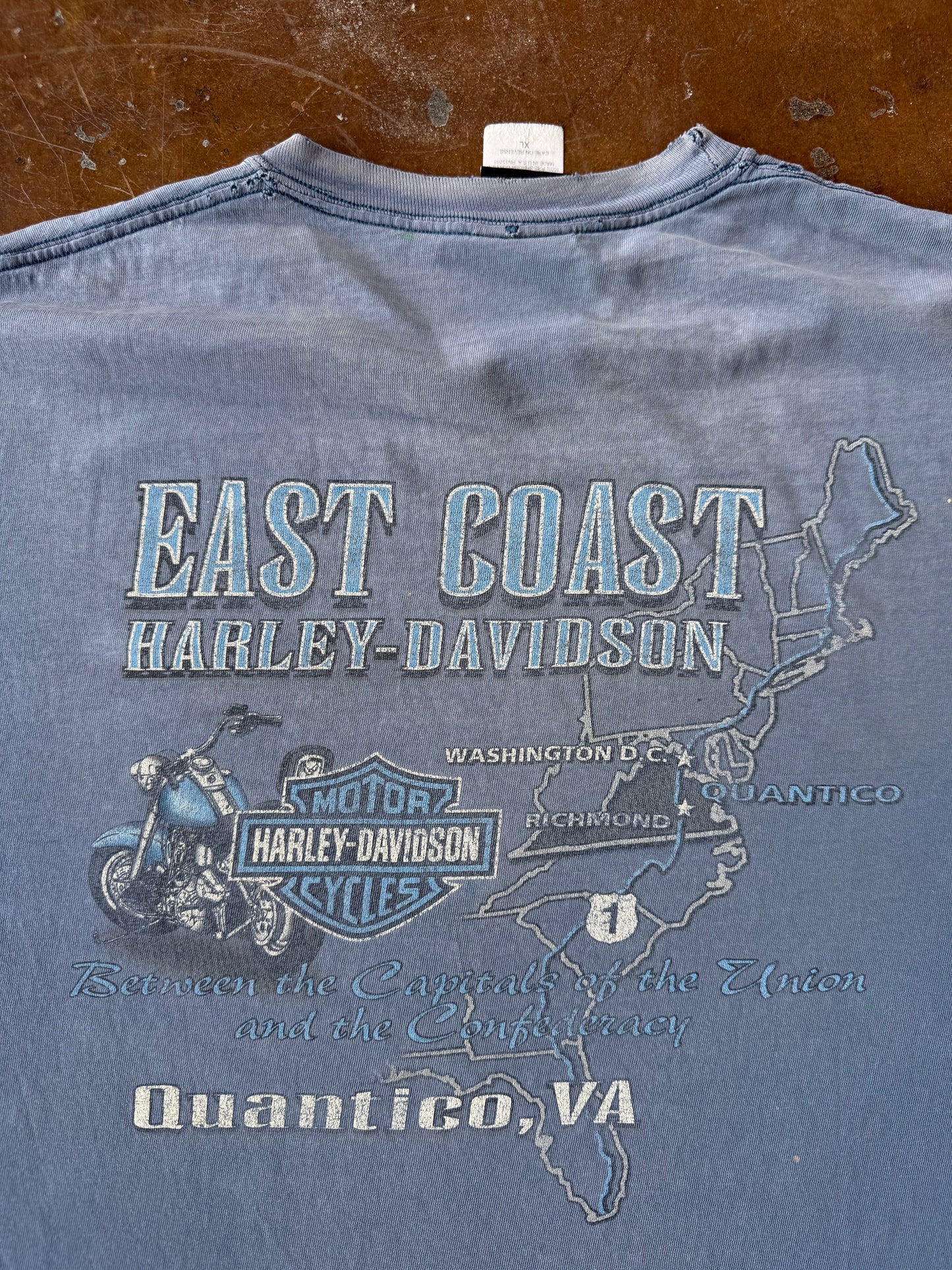 2000s Harley Davidson "blue lightning" paint splatter shirt (XL)