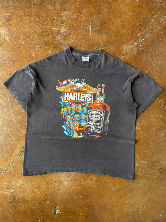 80s Harley Davidson "good whiskey" biker shirt (XL)