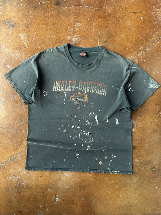2000s faded & distressed Harley Davidson "flame logo" shirt (XL)