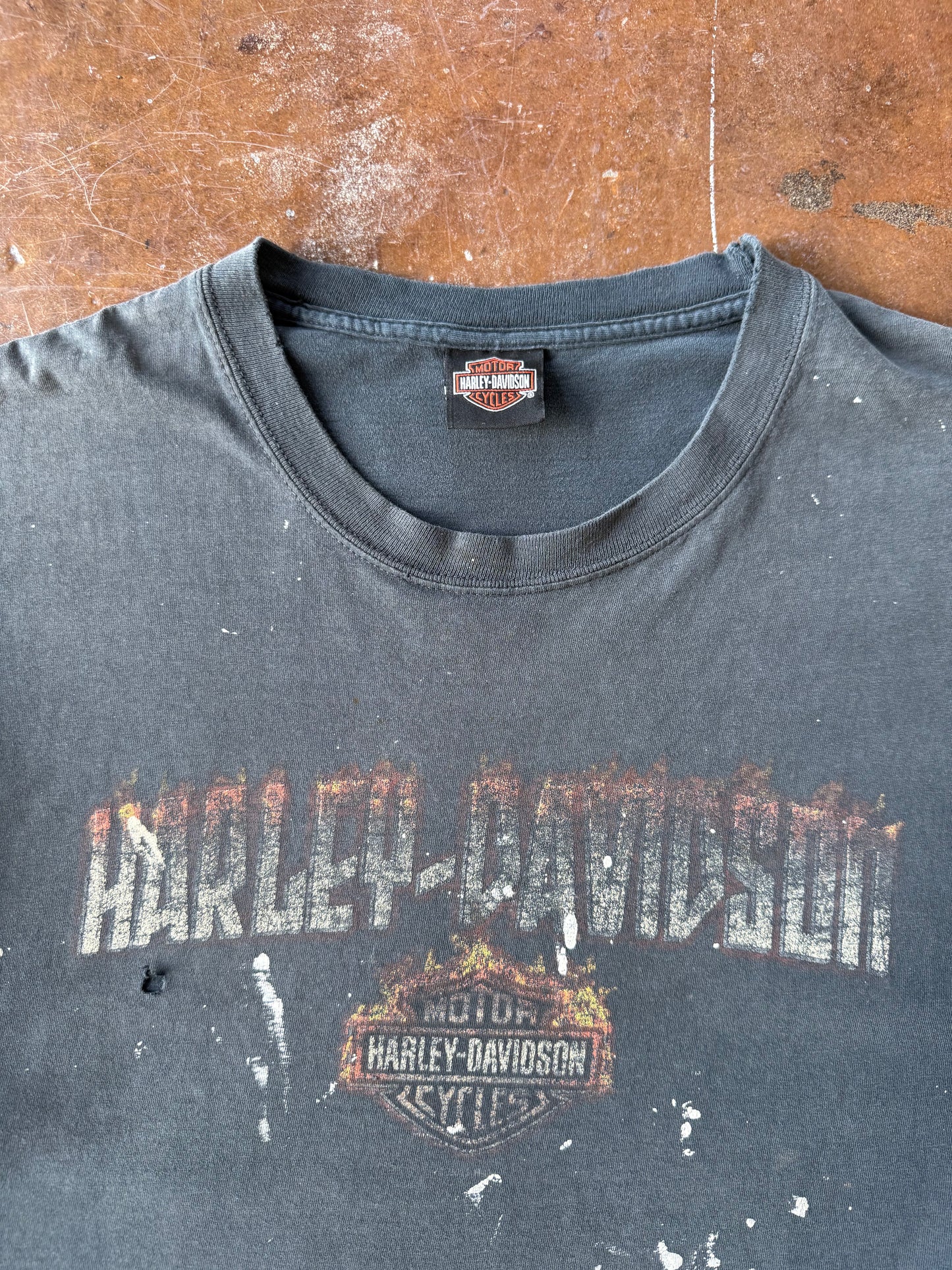 2000s faded & distressed Harley Davidson "flame logo" shirt (XL)