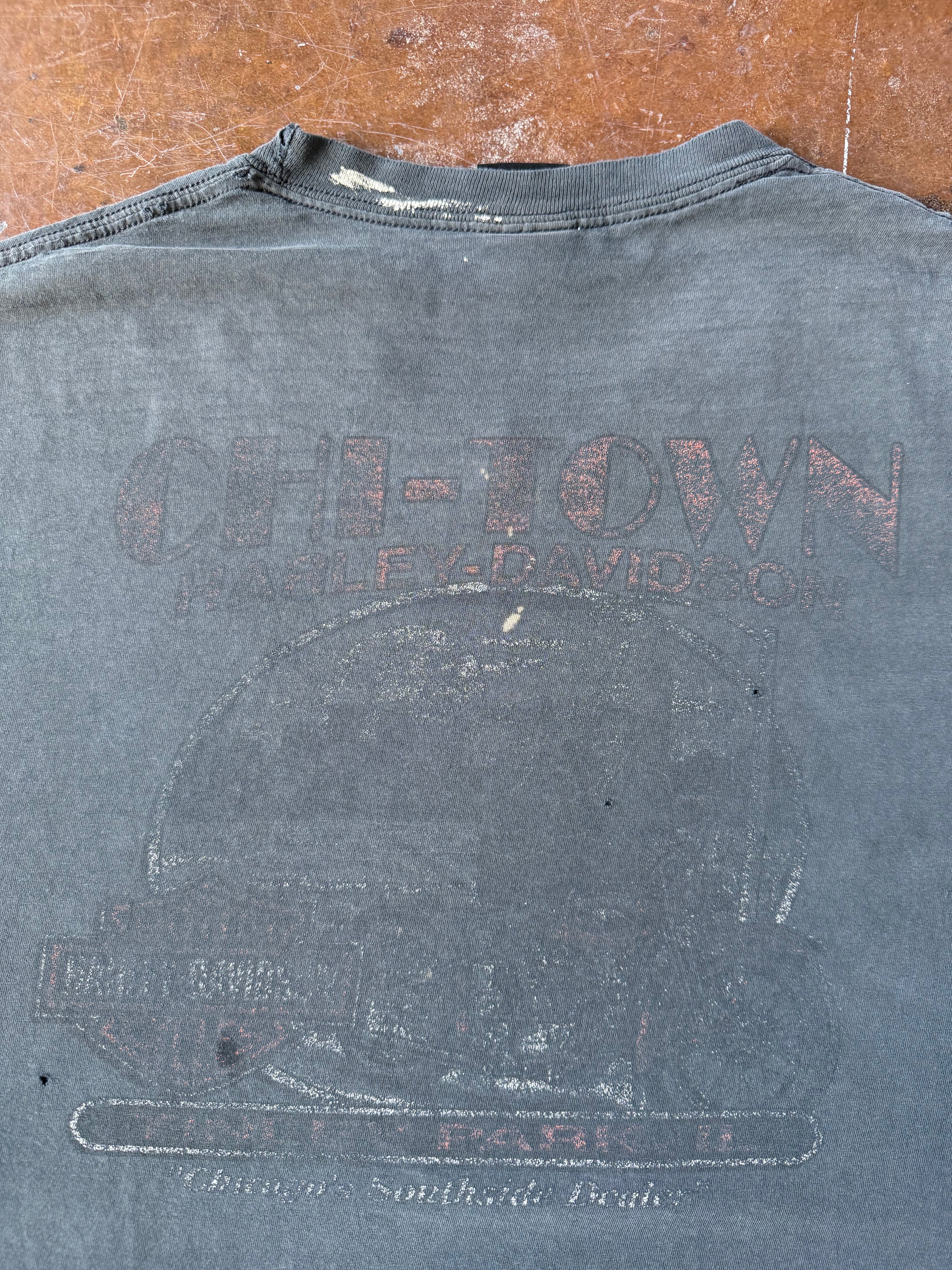 2000s faded & distressed Harley Davidson "flame logo" shirt (XL)