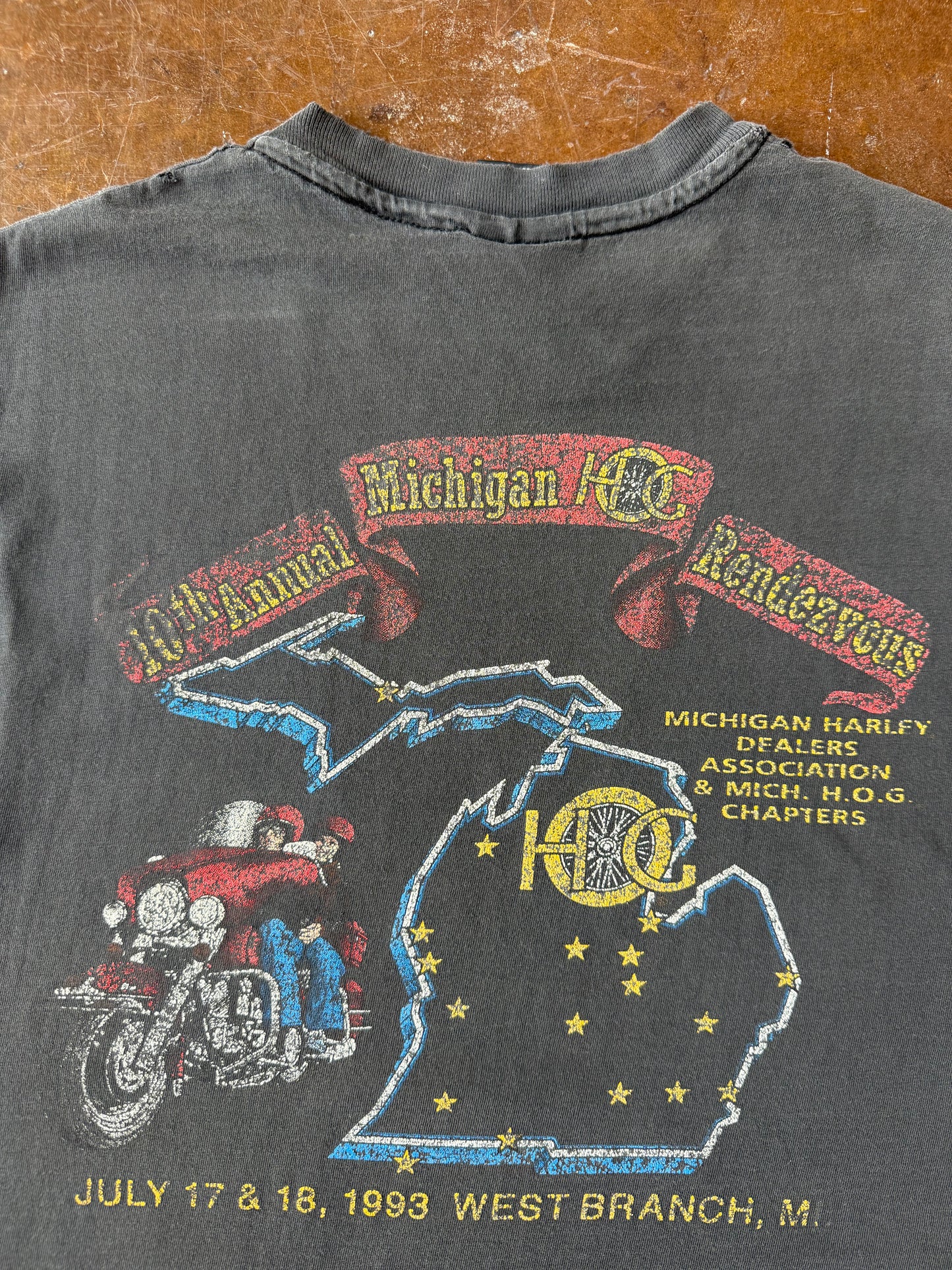 1993 faded Harley Davidson "michigan rendezvous" cut-off shirt (LARGE)