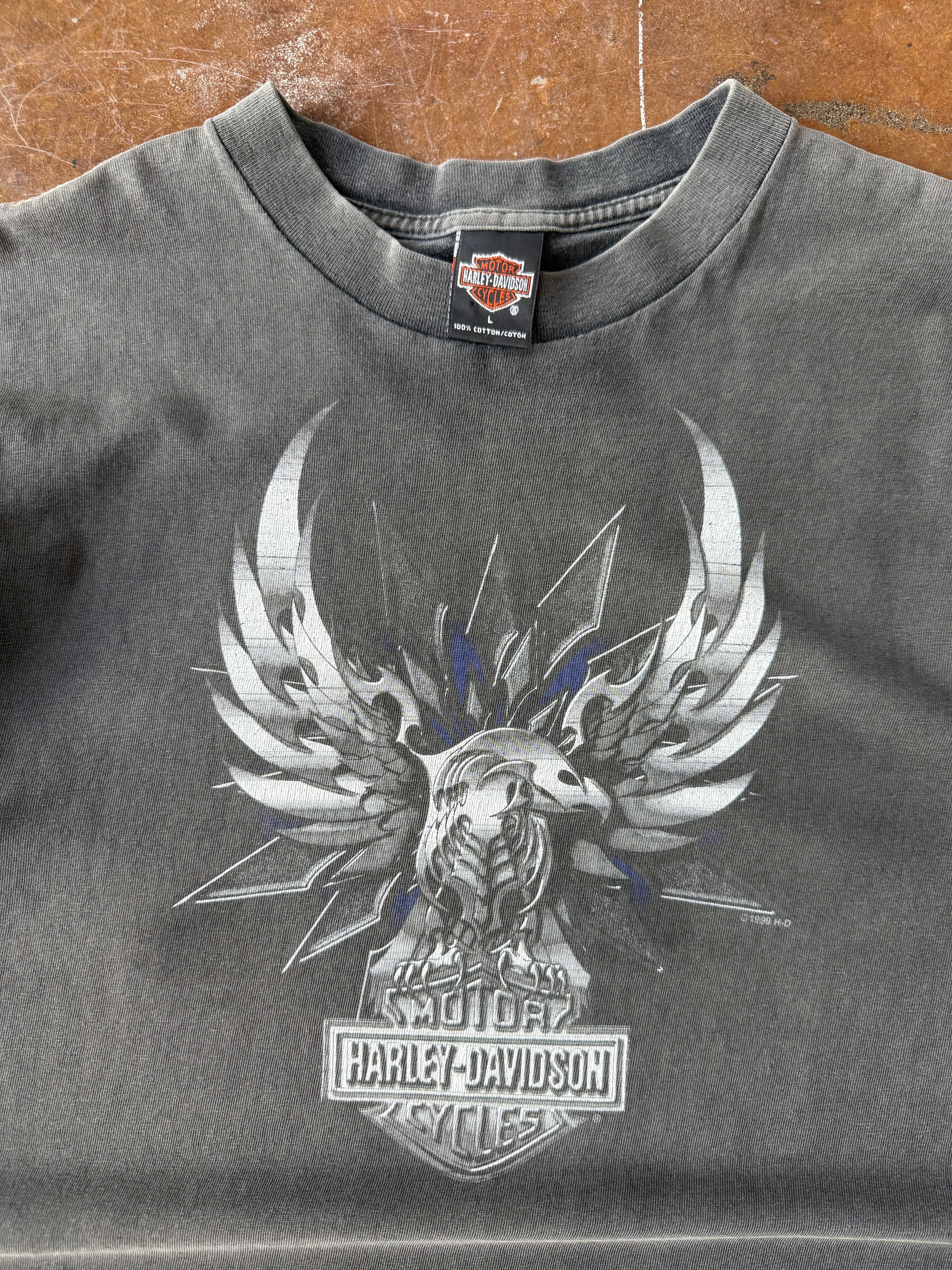 1999 lightly faded Harley Davidson "chrome bird" biker shirt (LARGE)