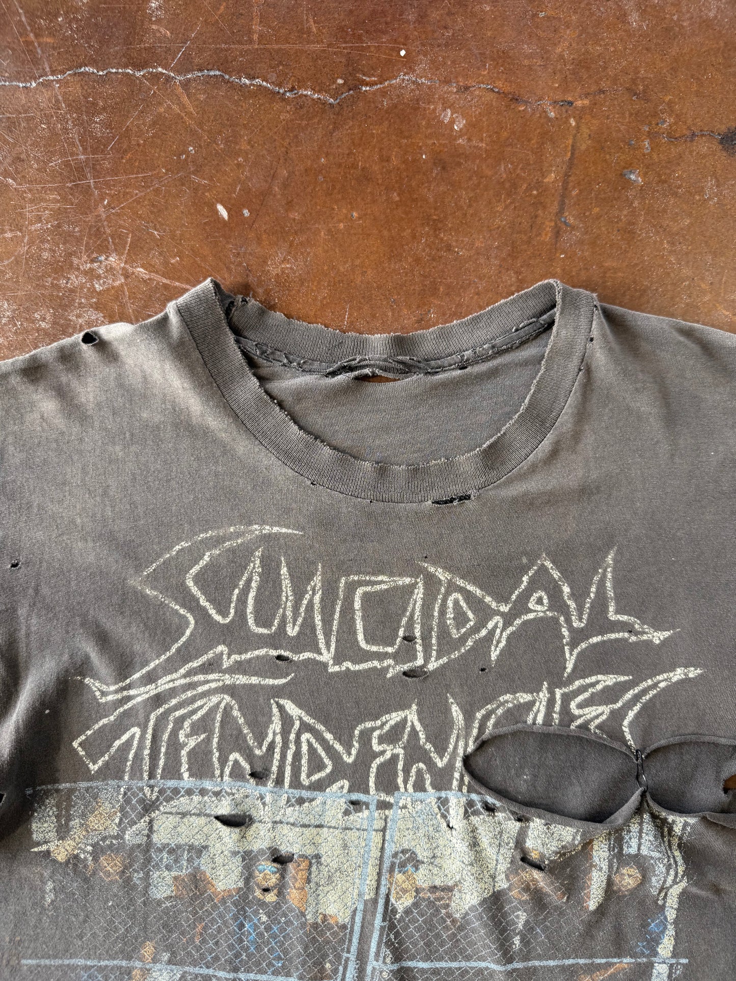 1990 faded & heavily distressed Suicidal Tendencies " you can't bring me down" tour shirt (MEDIUM)