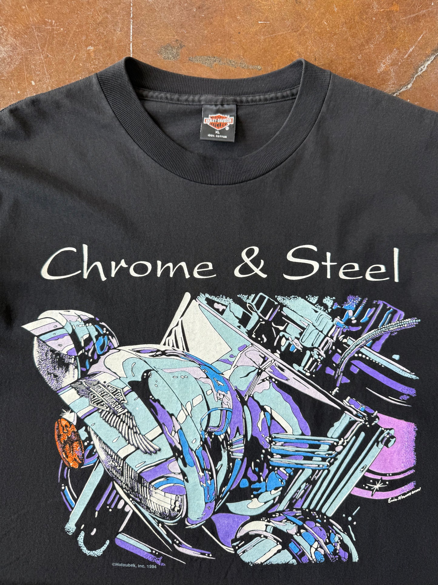 1994 Harley Davidson "chrome & steel" biker shirt (XL)