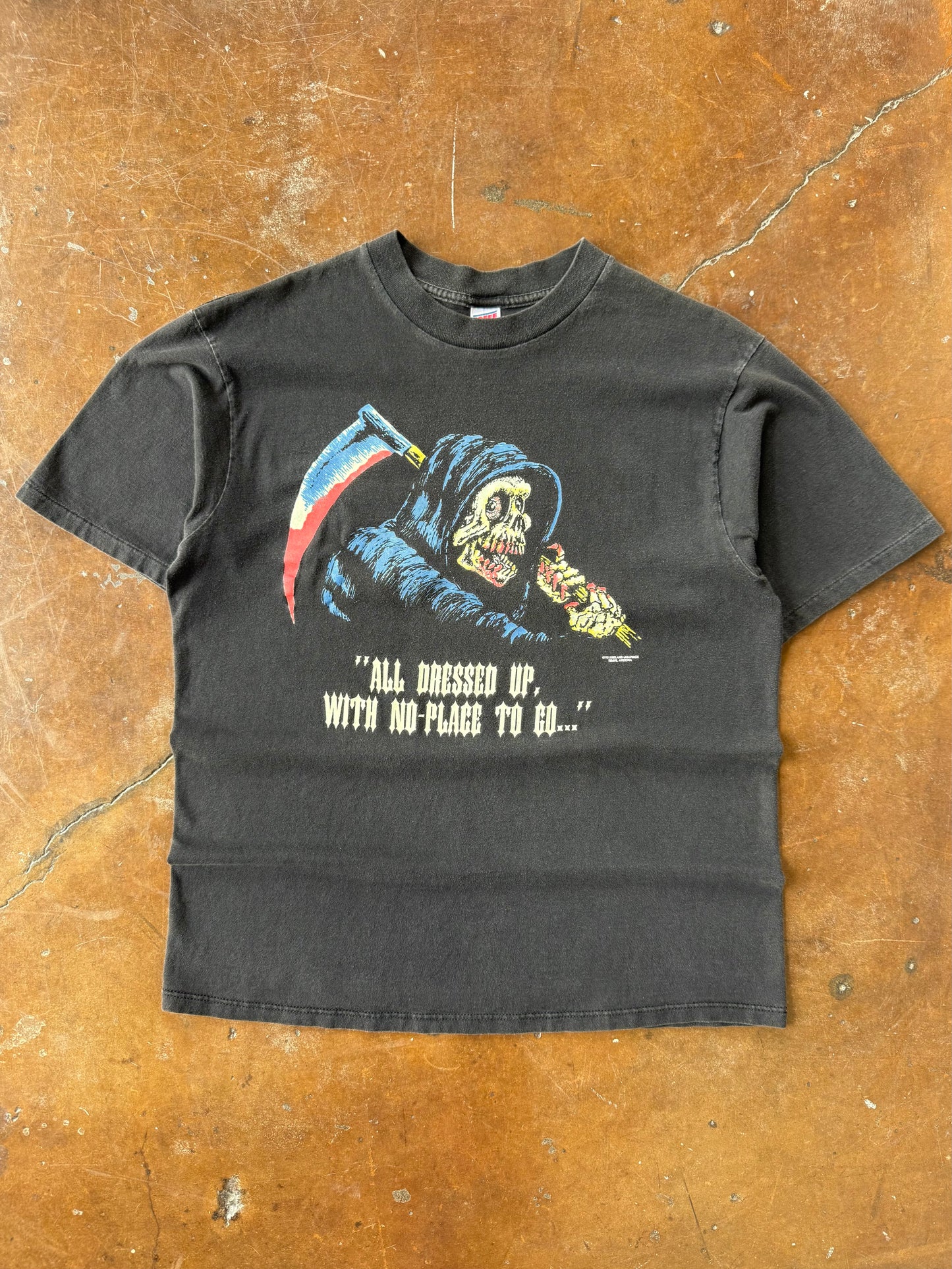 90s Grim Reaper "all dressed up, with no-place to go..." shirt (LARGE)
